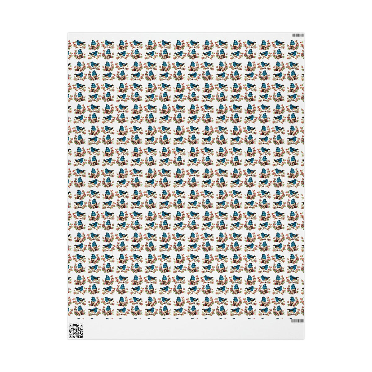 Spring Bluebirds Retro Print Holiday Gift Wrap Paper - Glossy Or Matte