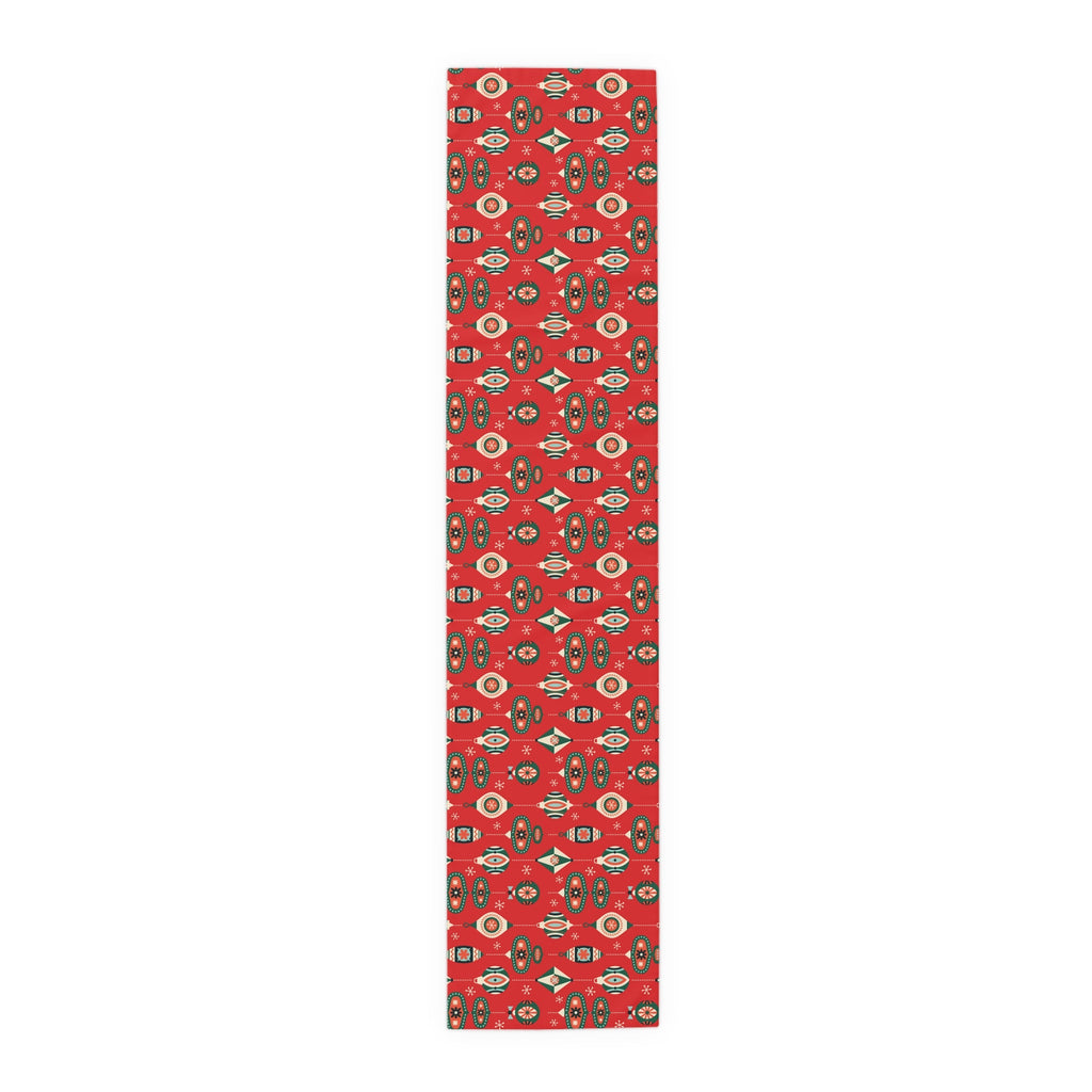 Atomic Christmas Ornaments Mid Century Retro Style Christmas Table Runner