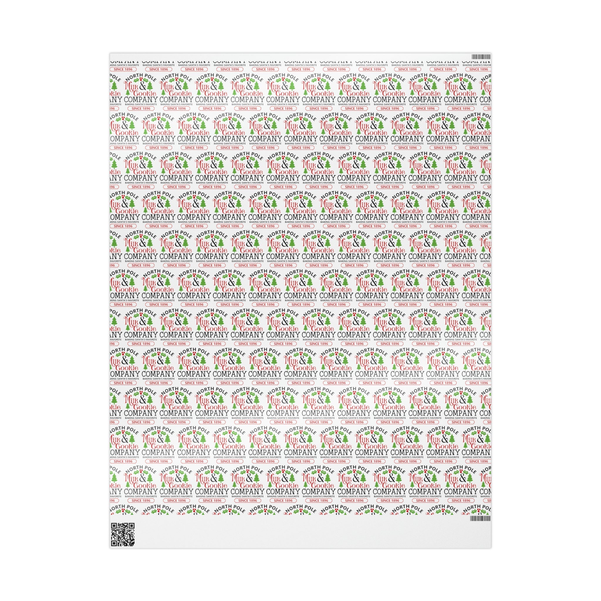North Pole Milk And Cookie Company Christmas Print Holiday Gift Wrap Paper - Glossy Or Matte