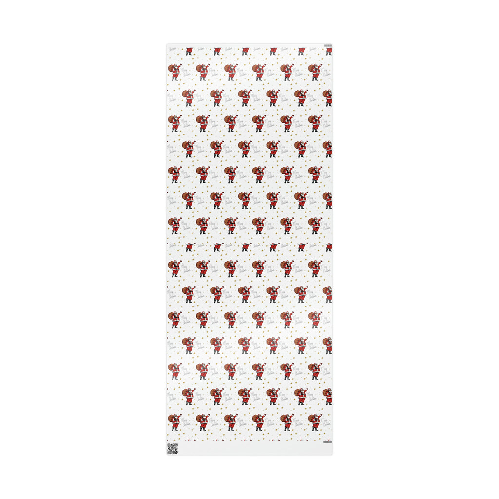 Merry Christmas Diverse Black Santa Gold Stars Retro Holiday Gift Wrap Paper - Glossy Or Matte