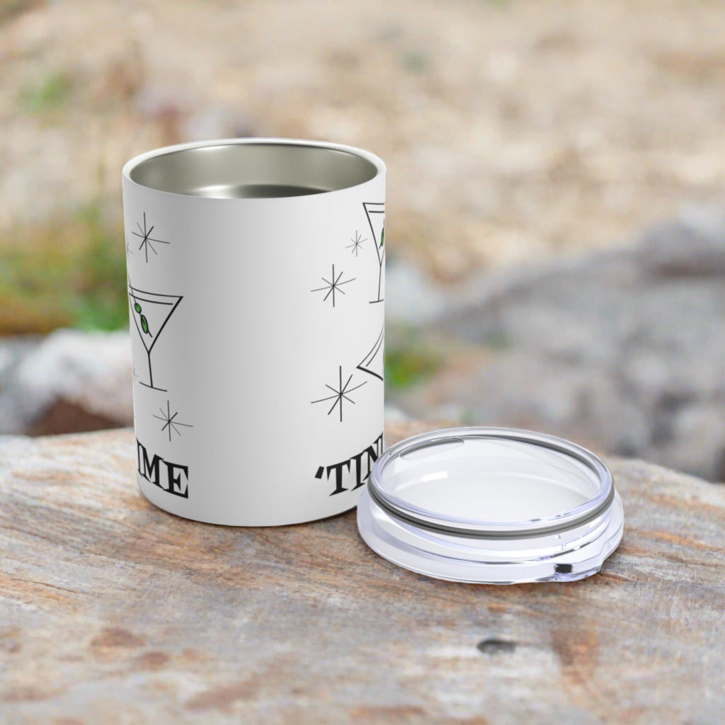 'Tini Time Martini Cocktails Atomic Mid Century Retro Style Stainless Steel Tumbler 10oz