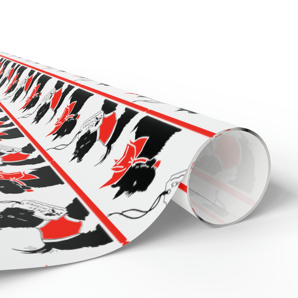 Best Wishes Christmas Scotties Mid Century Retro Christmas Print Holiday Gift Wrap Paper - Glossy Or Matte