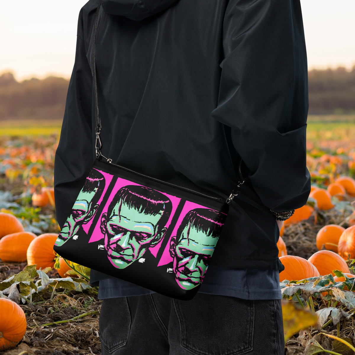 Frankenstein Monster Gothic Horror Retro Halloween Print Crossbody Bag Purse