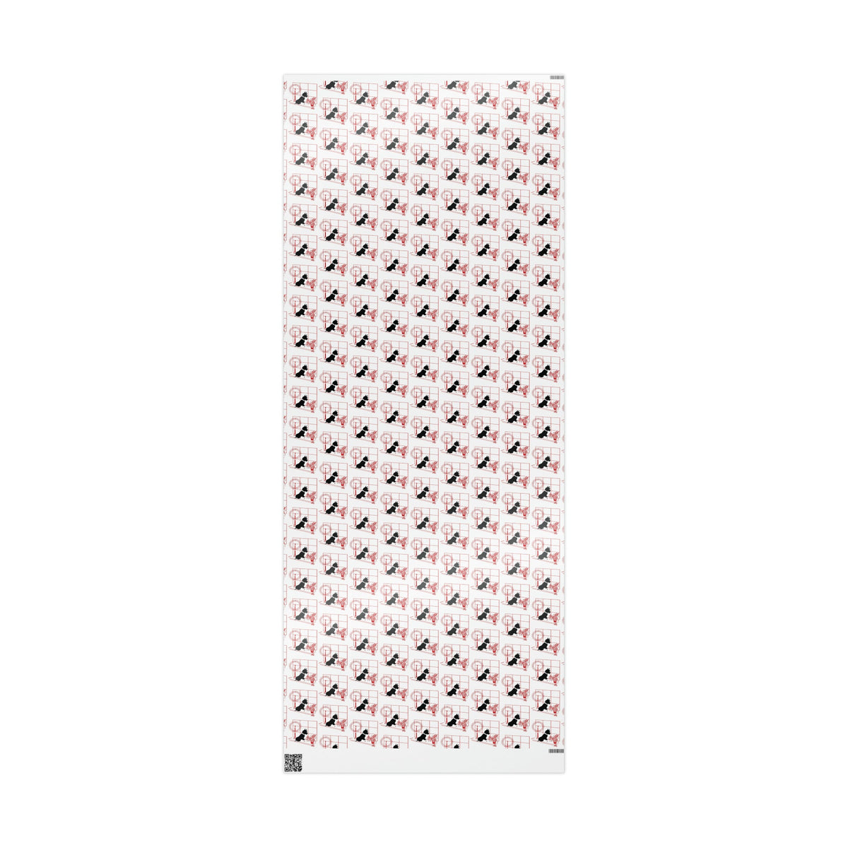 Black Scottie In Window With Candle And Poinsettias Mid Century Retro Christmas Print Holiday Gift Wrap Paper - Glossy Or Matte