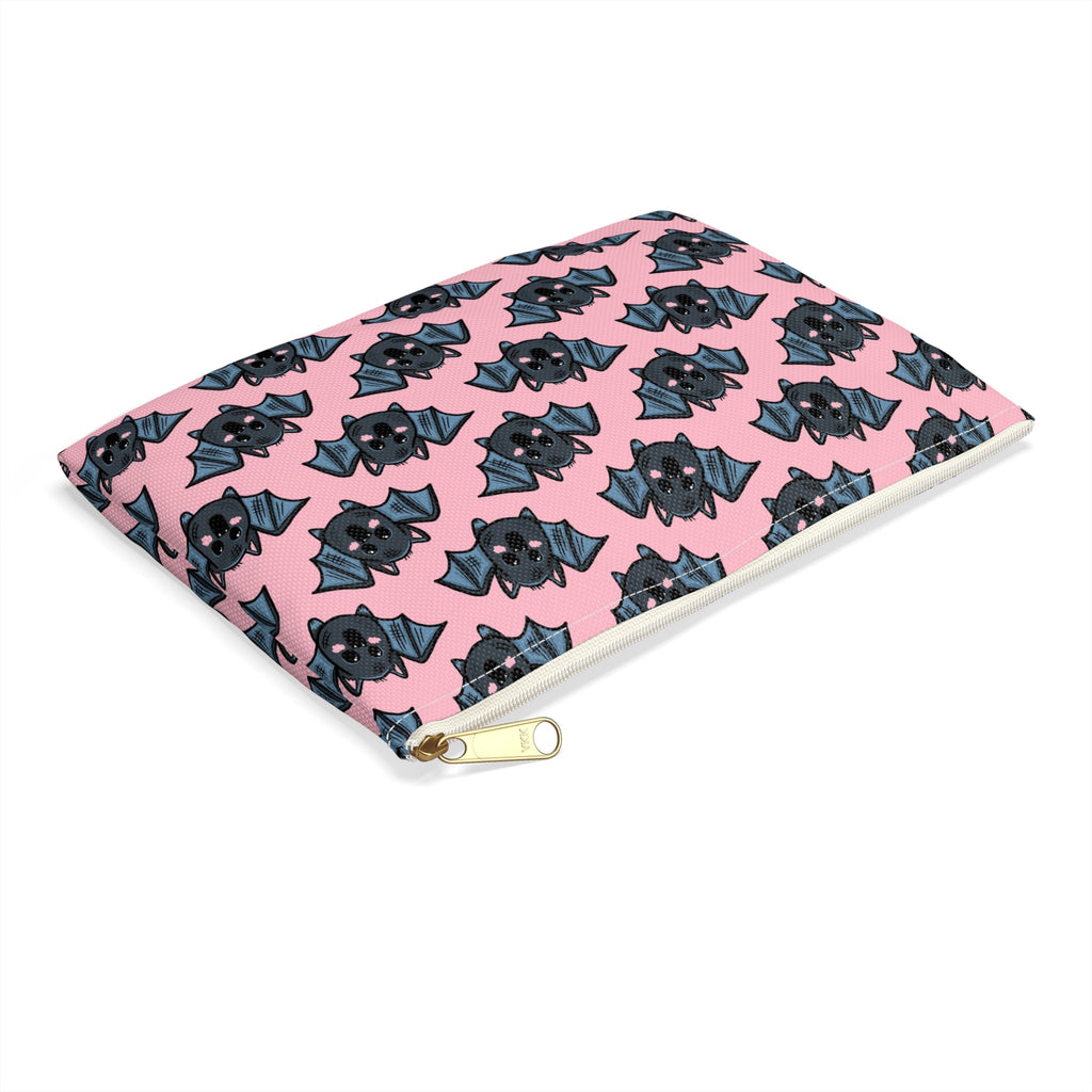 Cute Pink Bats Halloween Print Polyester Accessory Pouch Travel Bag