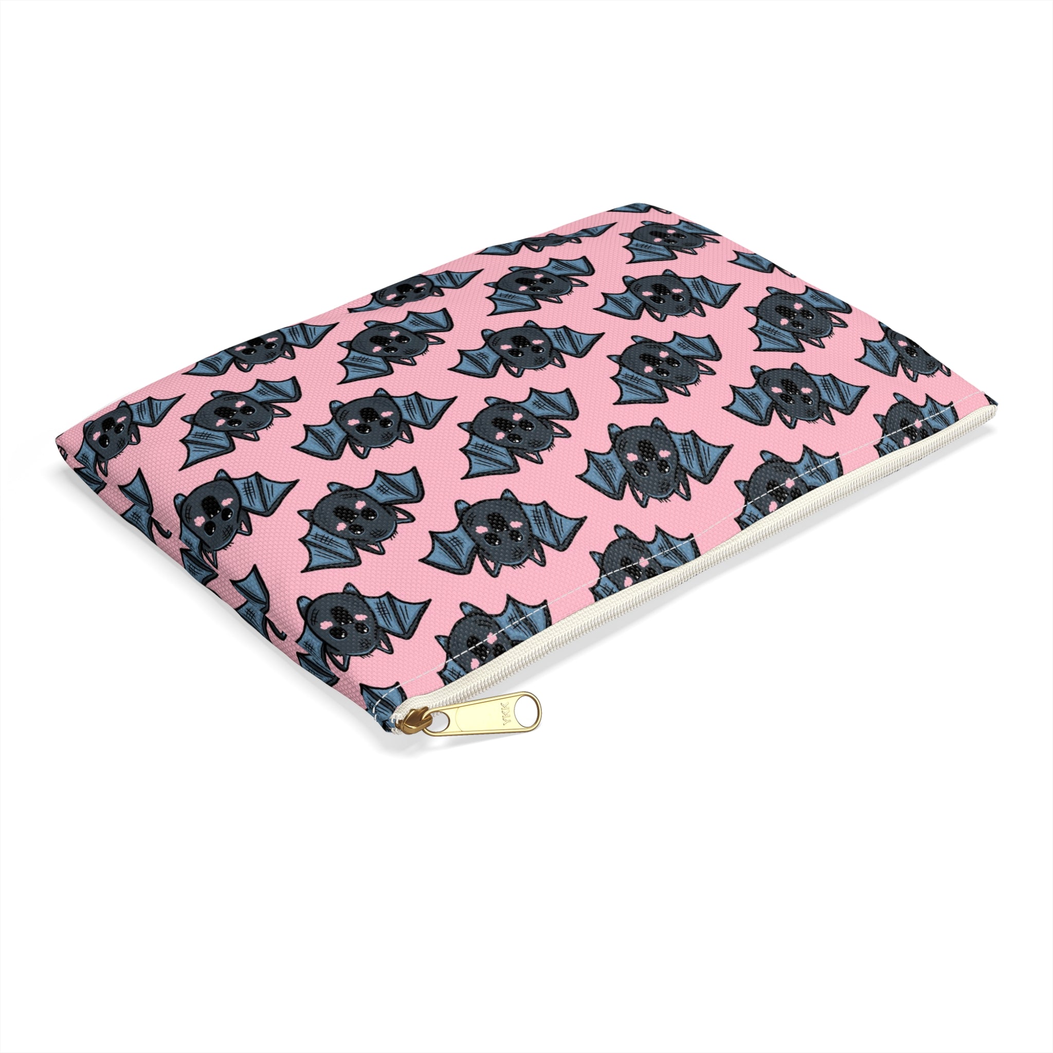 Cute Pink Bats Halloween Print Polyester Accessory Pouch Travel Bag
