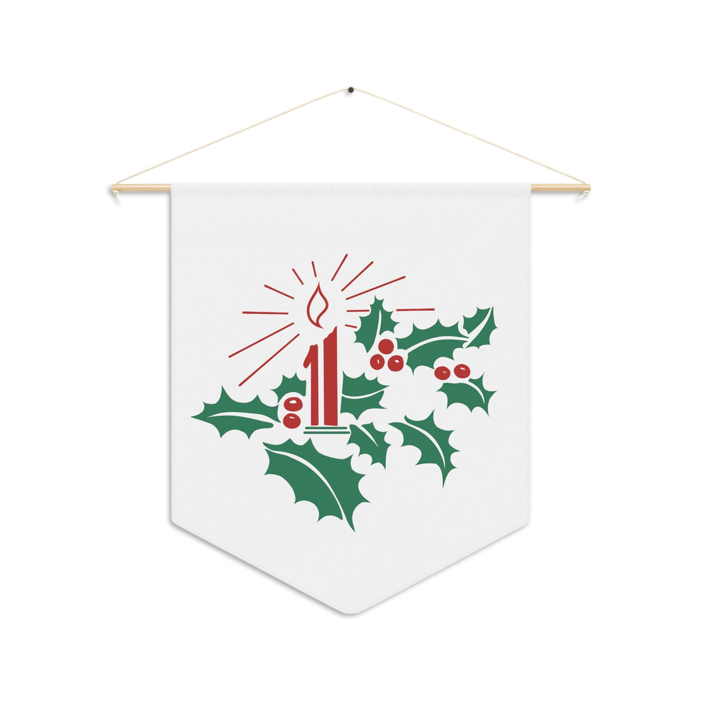 Christmas Candle Holly Retro Mid Century Decor Christmas Print Wall Hanging Banner Flag