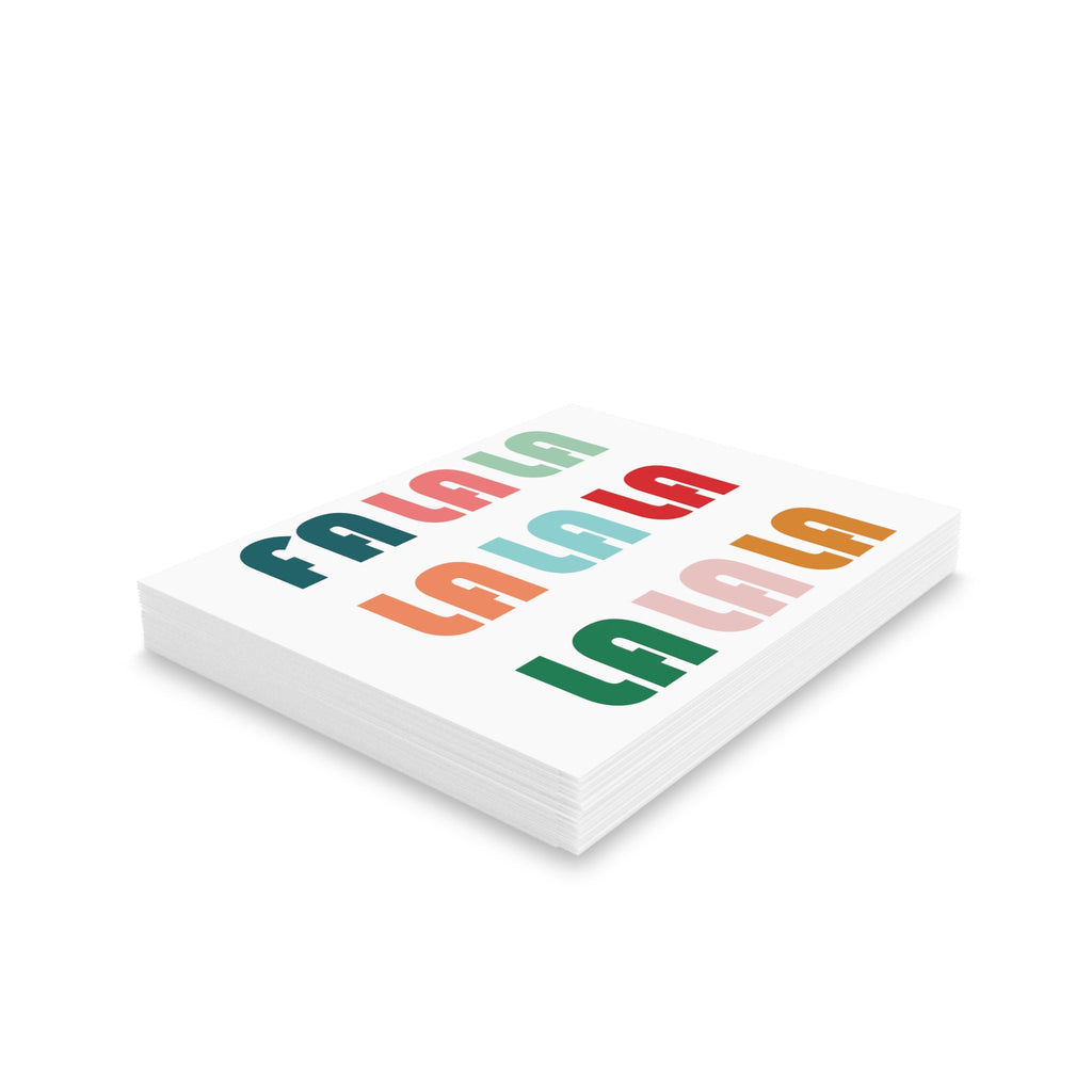 Fa La La La Retro Christmas Style Matte Greeting Cards (8, 16, and 24 pcs)