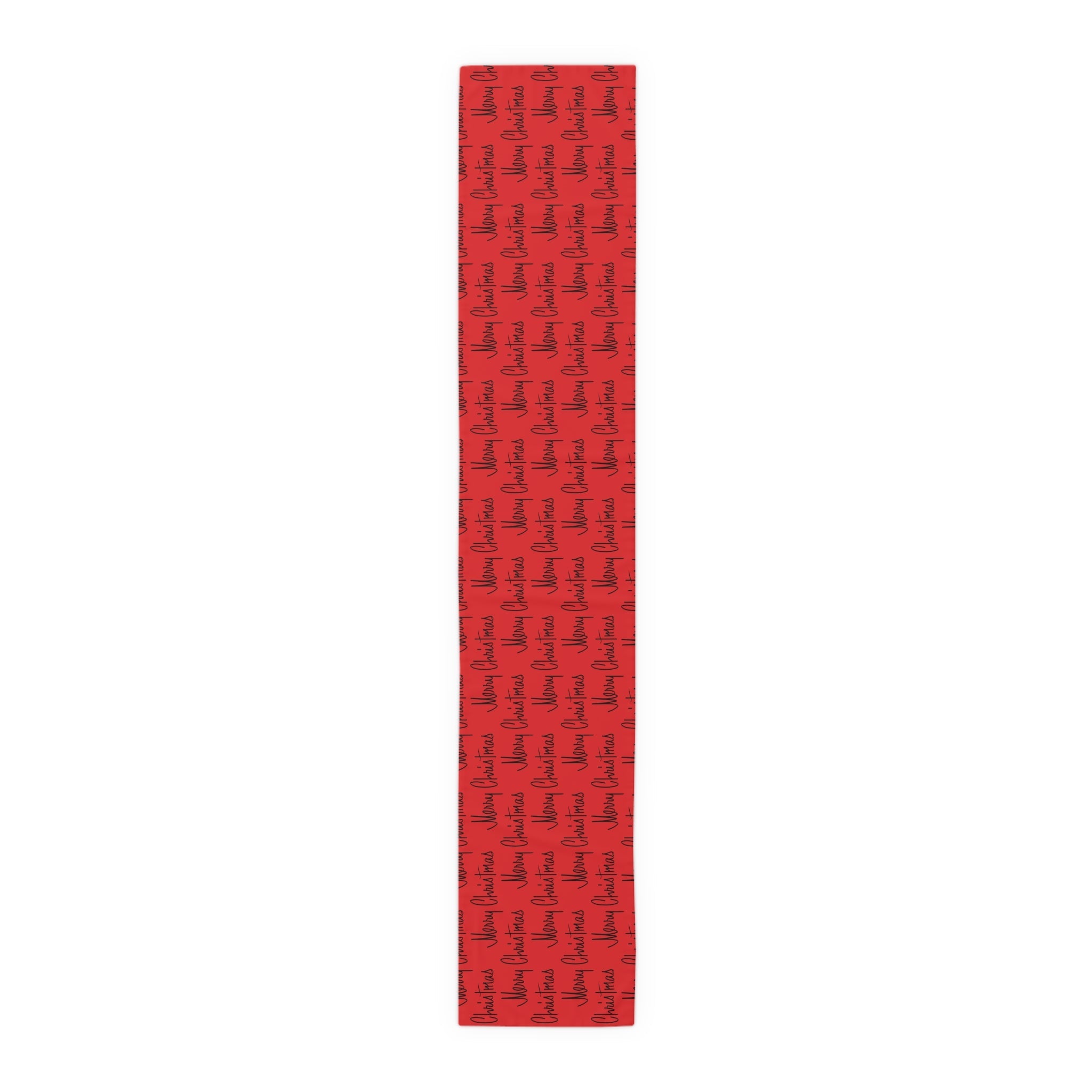Merry Christmas Mid Century Retro Style Red Christmas Print Home Decor Cotton Poly Table Runner