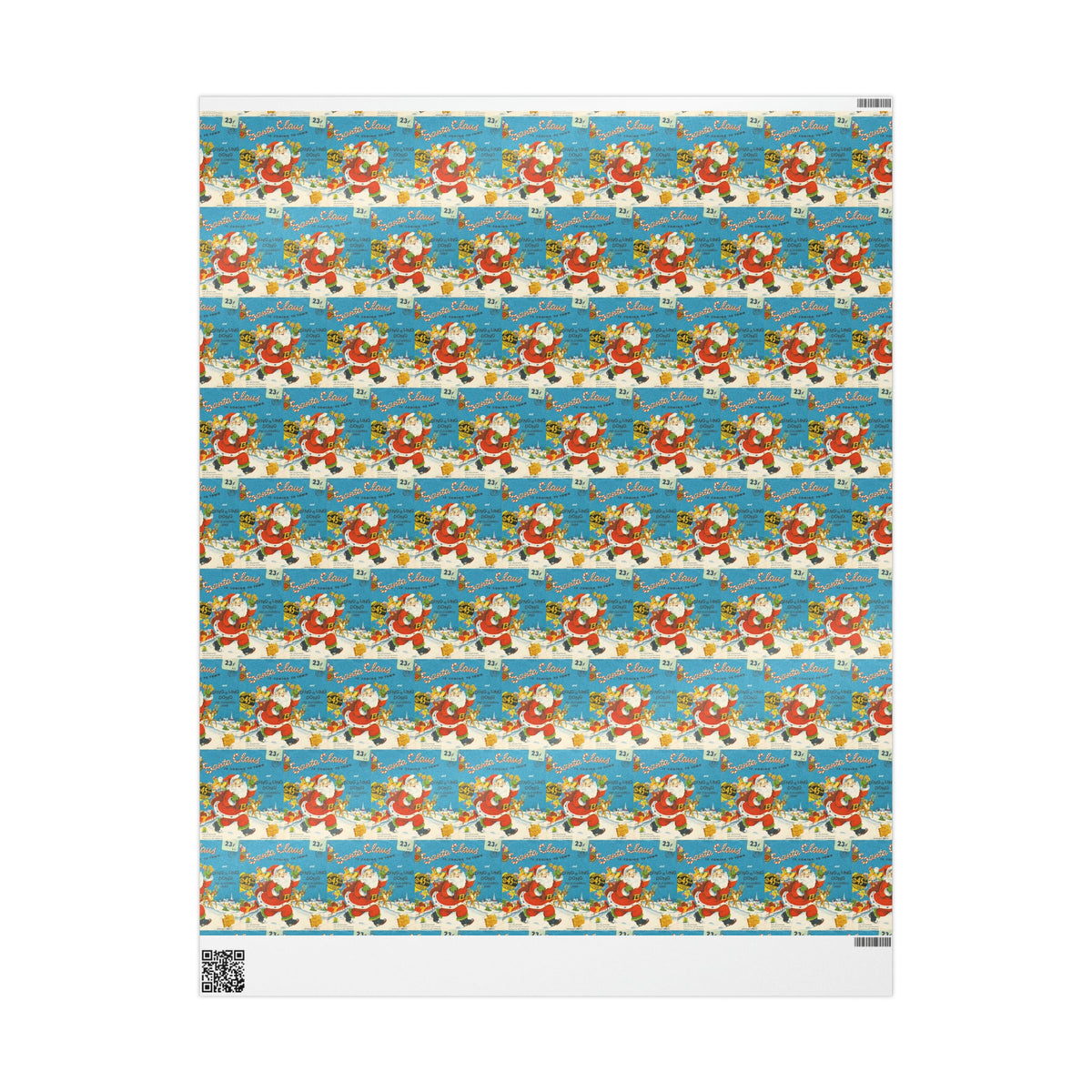 Santa Claus Is Coming To Town Record Cover Mid Century Retro Christmas Print Holiday Gift Wrap Paper - Glossy Or Matte