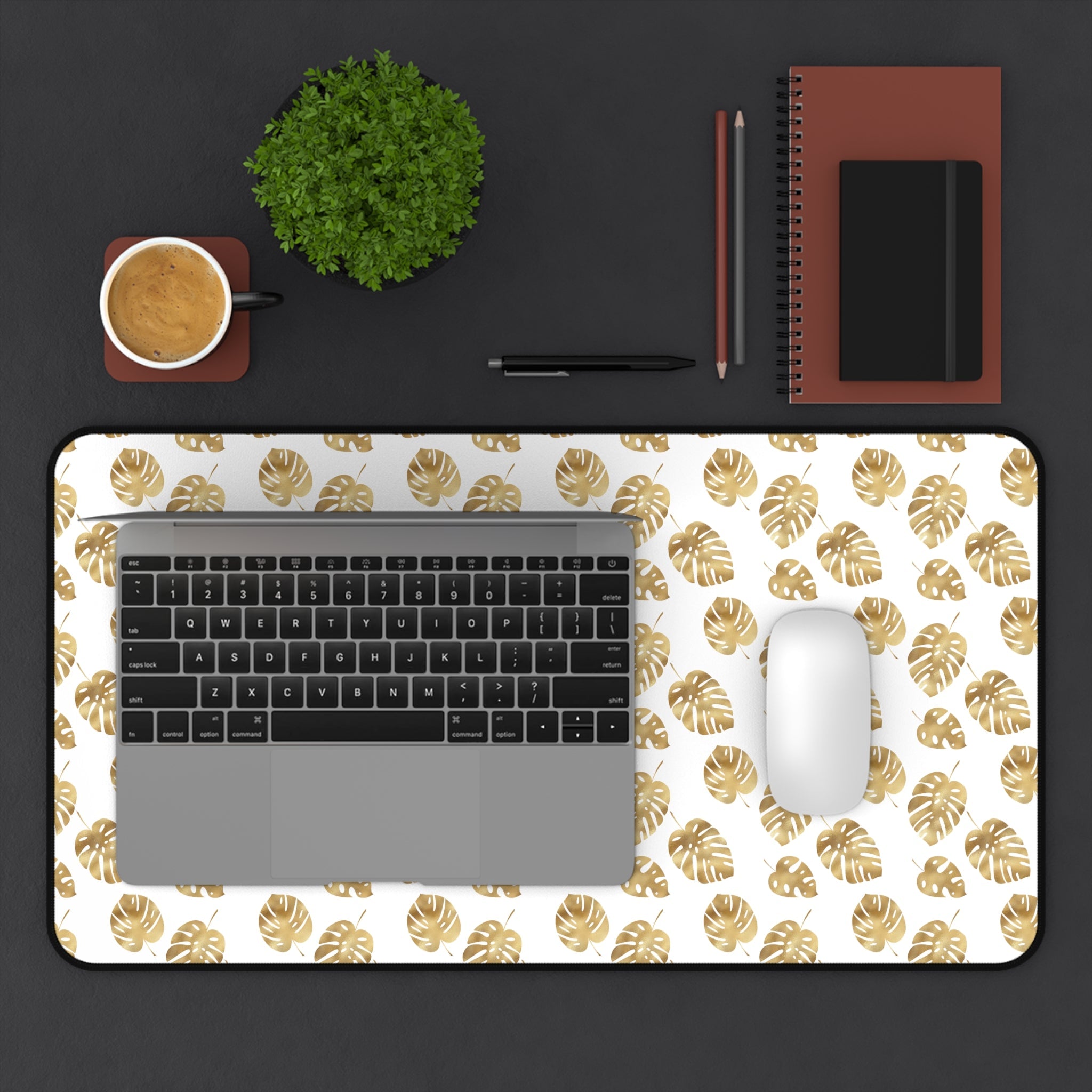 Gold Palm Leaves Desk Mat - 3 size options