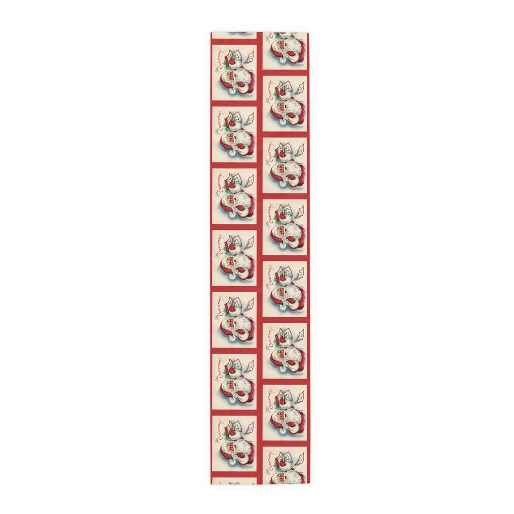 It's Christmas! Santa Calendar Mid Century Retro Christmas Print Home Decor Cotton Poly Table Runner