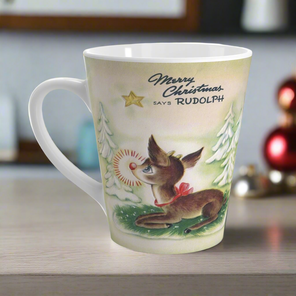 Merry Christmas Says Rudolph Retro Glossy Coffee Mug