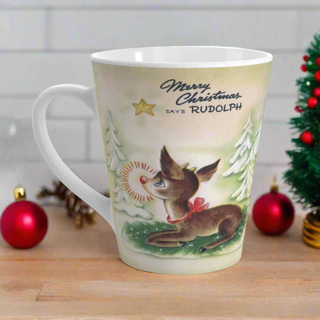 Merry Christmas Says Rudolph Retro Glossy Coffee Mug