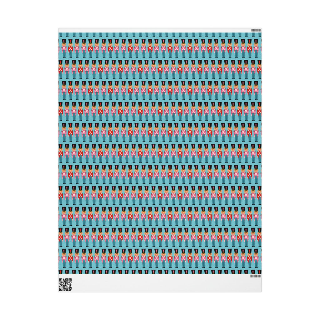 Christmas Toy Soldiers Blue Mid Century Retro Christmas Style Holiday Gift Wrap Paper - Glossy Or Matte