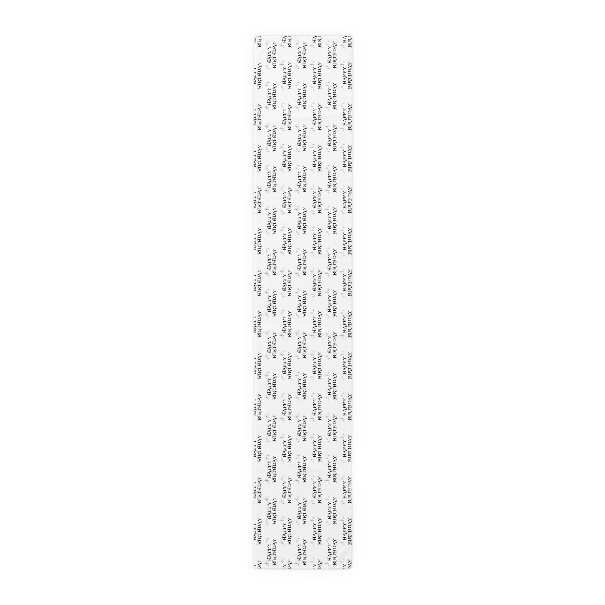 Happy Birthday Atomic Mid Century Retro Style Print Cotton Poly Table Runner