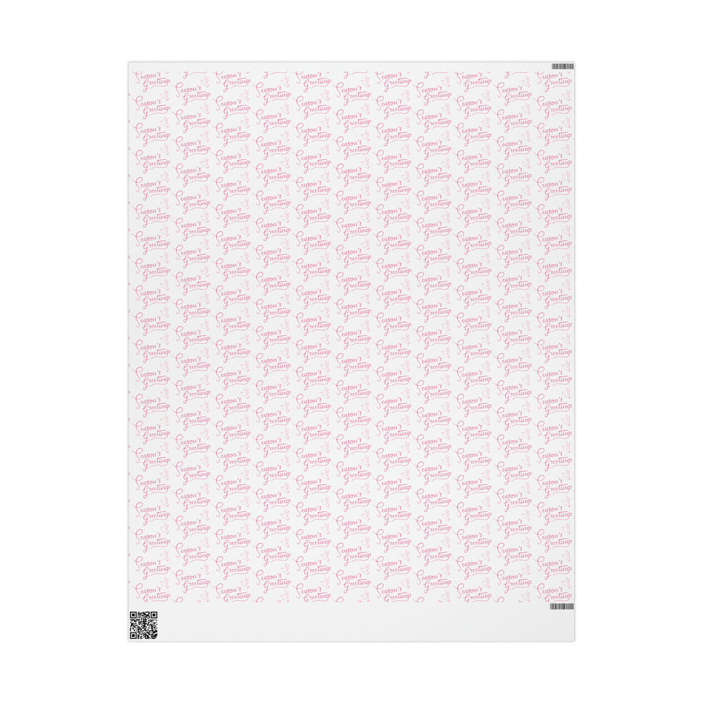Season's Greetings Pink Dove Pink Retro Style Christmas Print Holiday Gift Wrap Paper - Glossy Or Matte