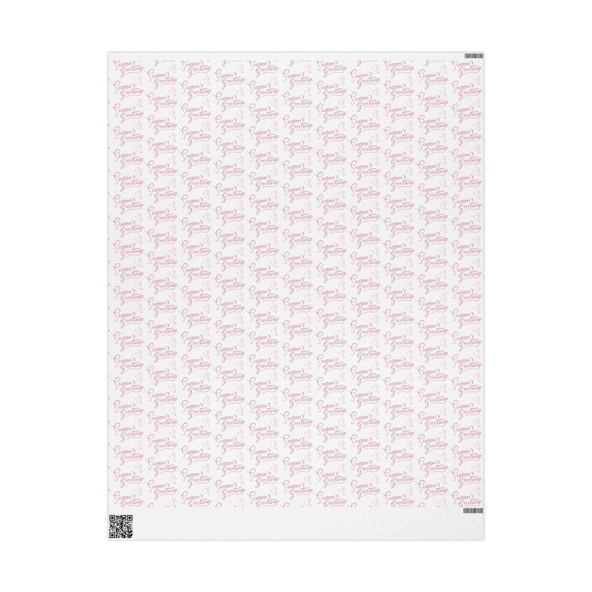 Season's Greetings Pink Dove Pink Retro Style Christmas Print Holiday Gift Wrap Paper - Glossy Or Matte