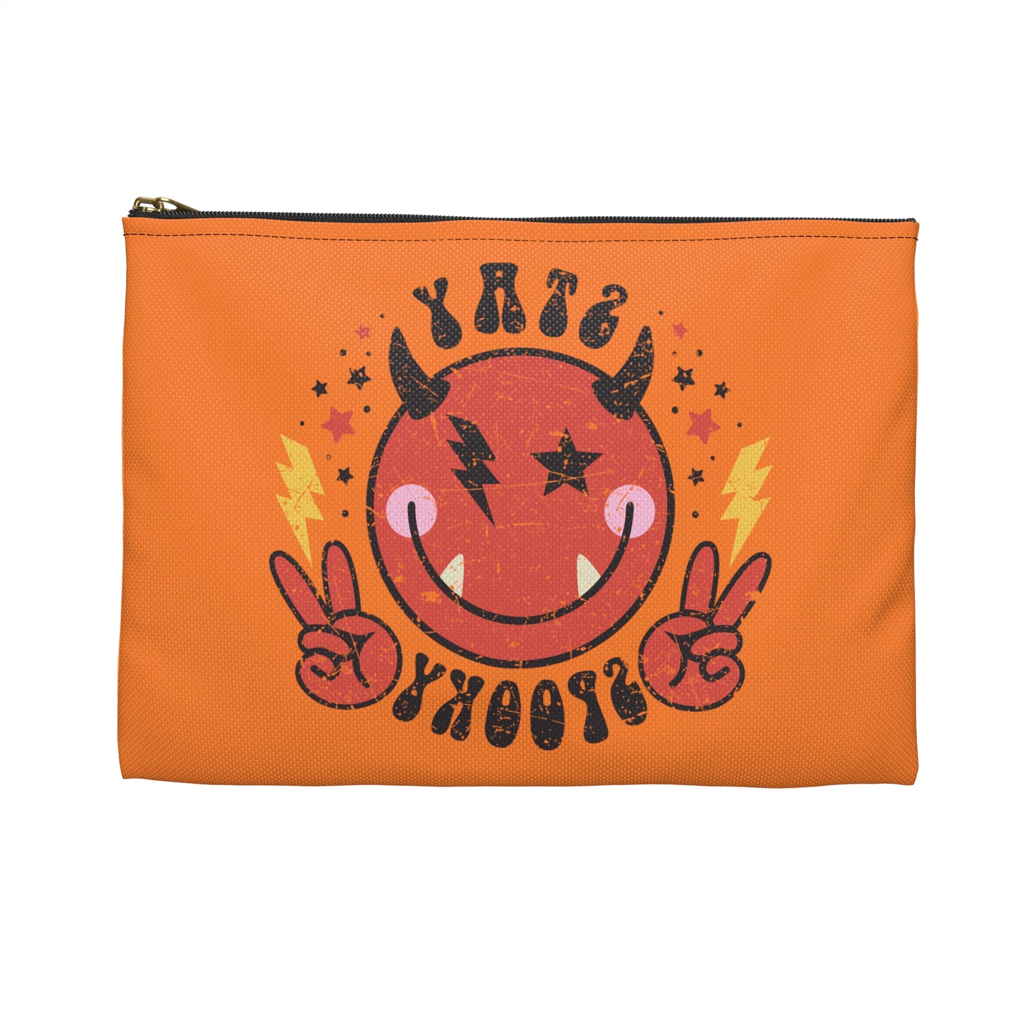 Stay Spooky Devil Distressed Style Halloween Print Polyester Accessory Pouch Travel Bag