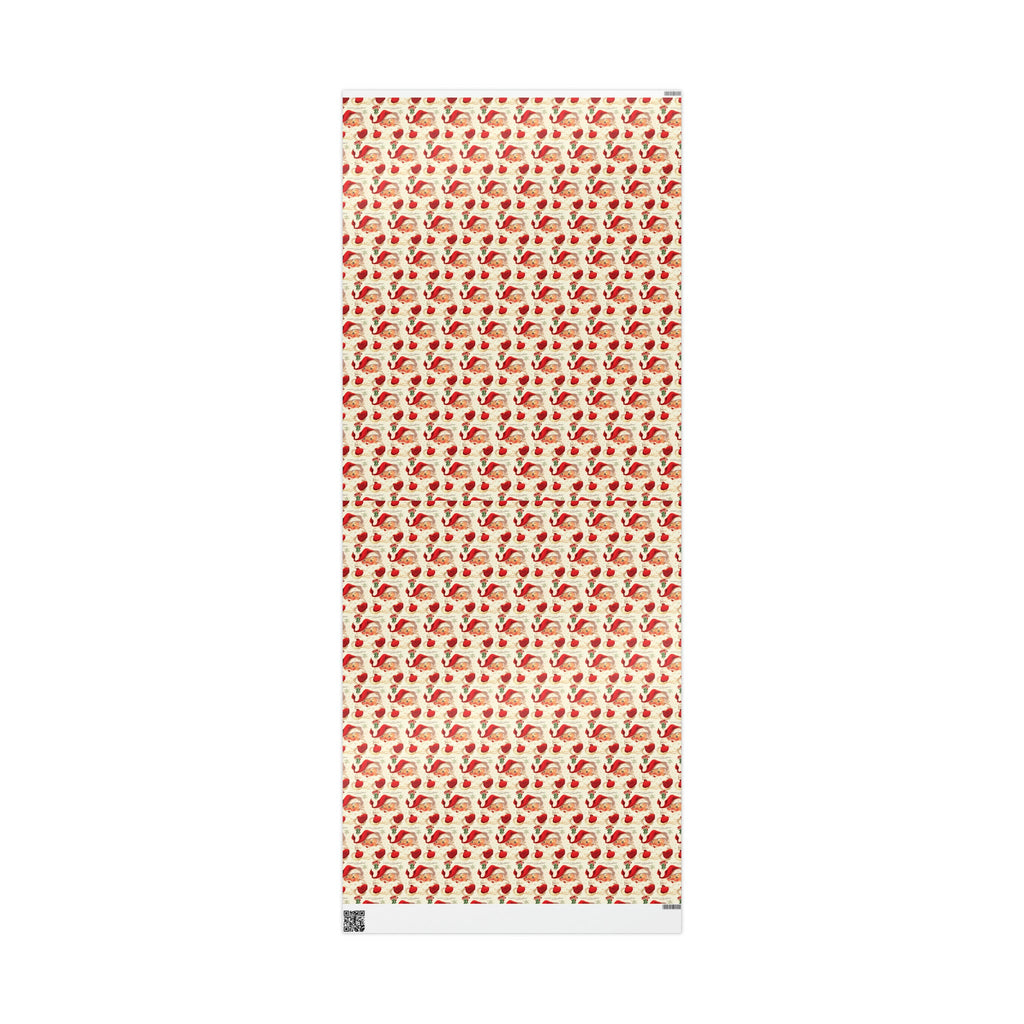 Merry Christmas Santa Under The Mistletoe Mid Century Retro Christmas Print Holiday Gift Wrap Paper - Glossy Or Matte
