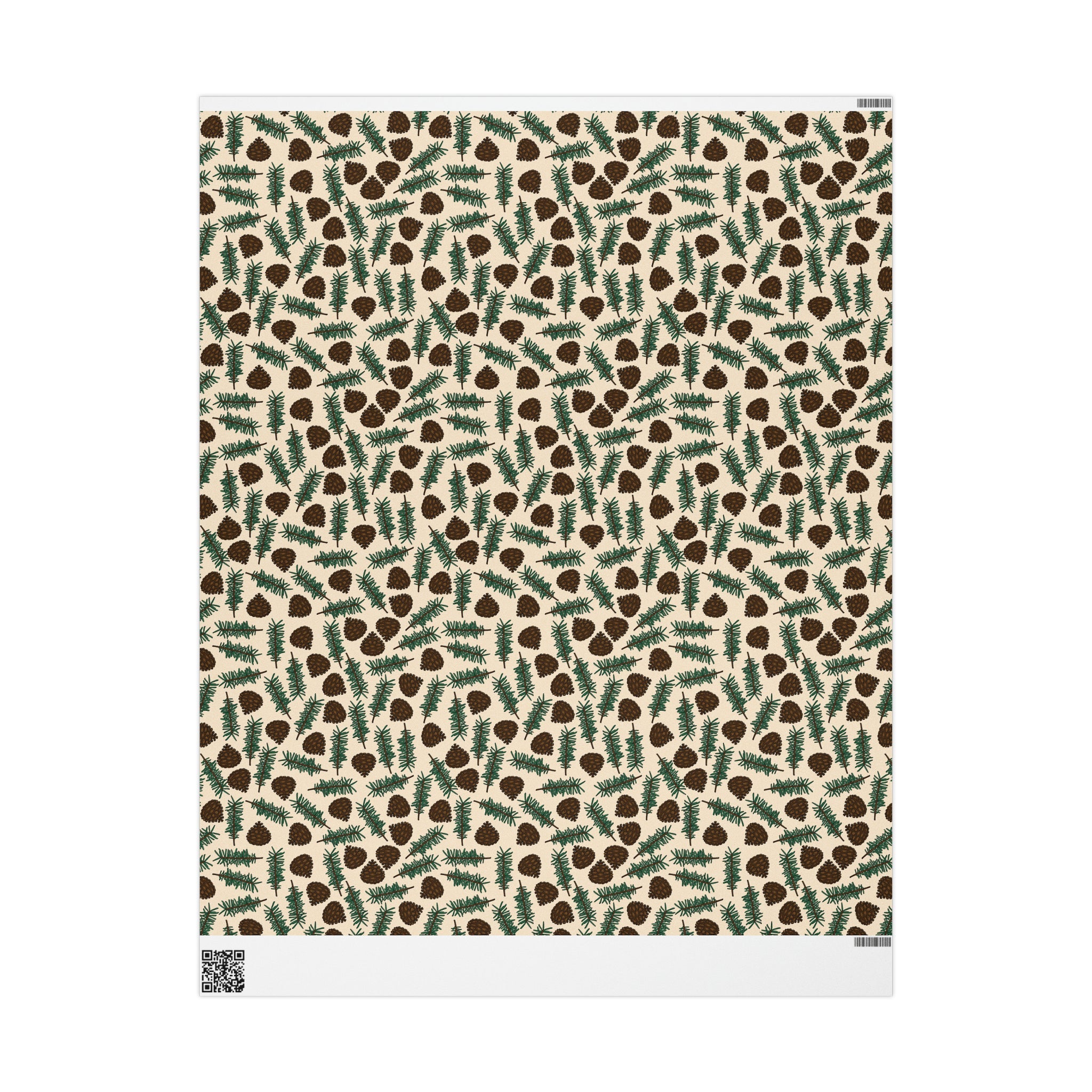 Pinecones With Sprigs Of Pine Cute Winter Christmas Print Holiday Gift Wrap Paper - Glossy Or Matte