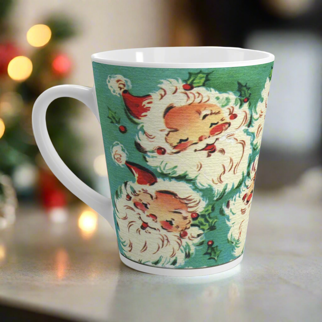 Cute Laughing Santas Retro Christmas Latte Coffee Mug
