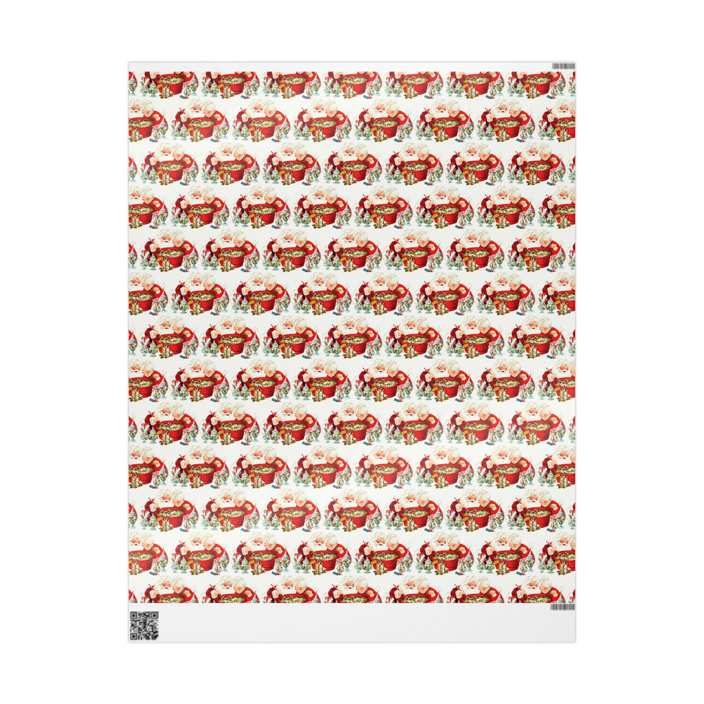 Santa And Mrs Claus Making Christmas Cheer Retro Holiday Gift Wrap Paper - Glossy Or Matte