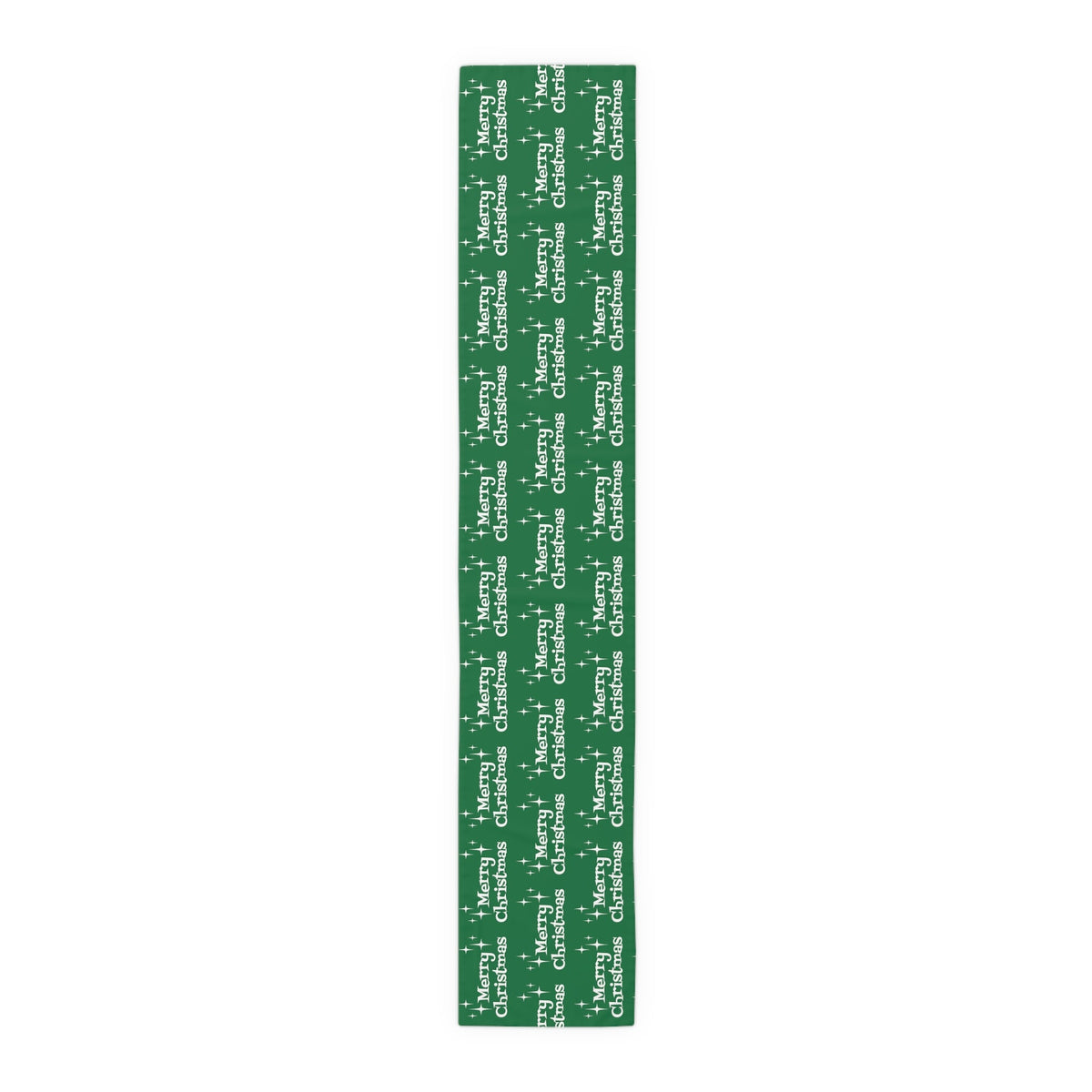 Merry Christmas Starburst Atomic Mid Century Retro Style Christmas Decor Green Cotton Poly Table Runner