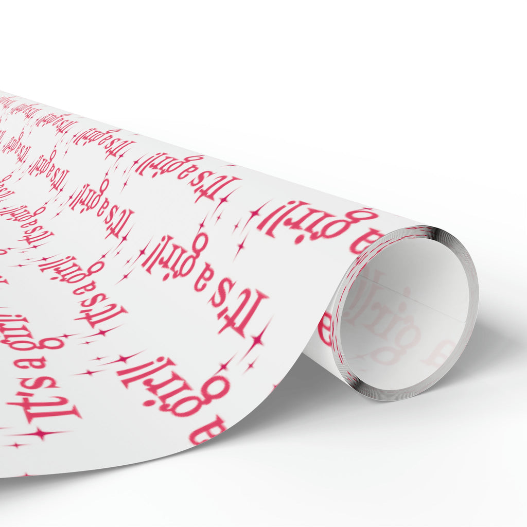 It's A Girl Starburst Atomic Retro Style Baby Shower Gift Wrap Paper - Glossy Or Matte