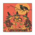 Three Witches Owls Halloween Canvas Gallery Wrap - Retro Style