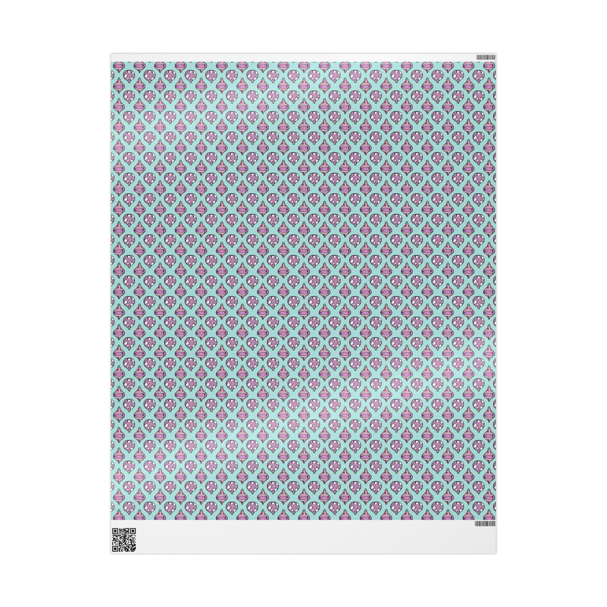 Pink Purple Ornaments Teal Christmas Print Holiday Gift Wrap Paper - Glossy Or Matte
