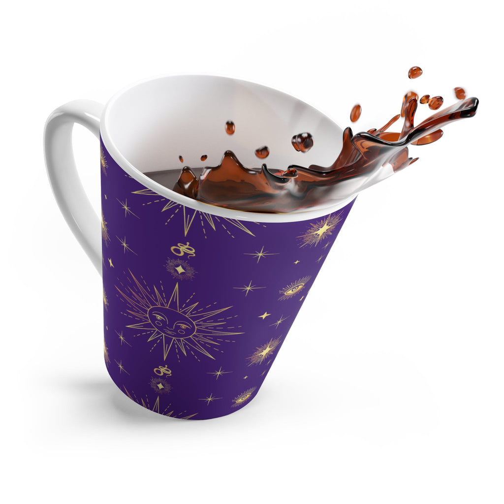 Celestial Gold Sun Stars Purple Latte Mug