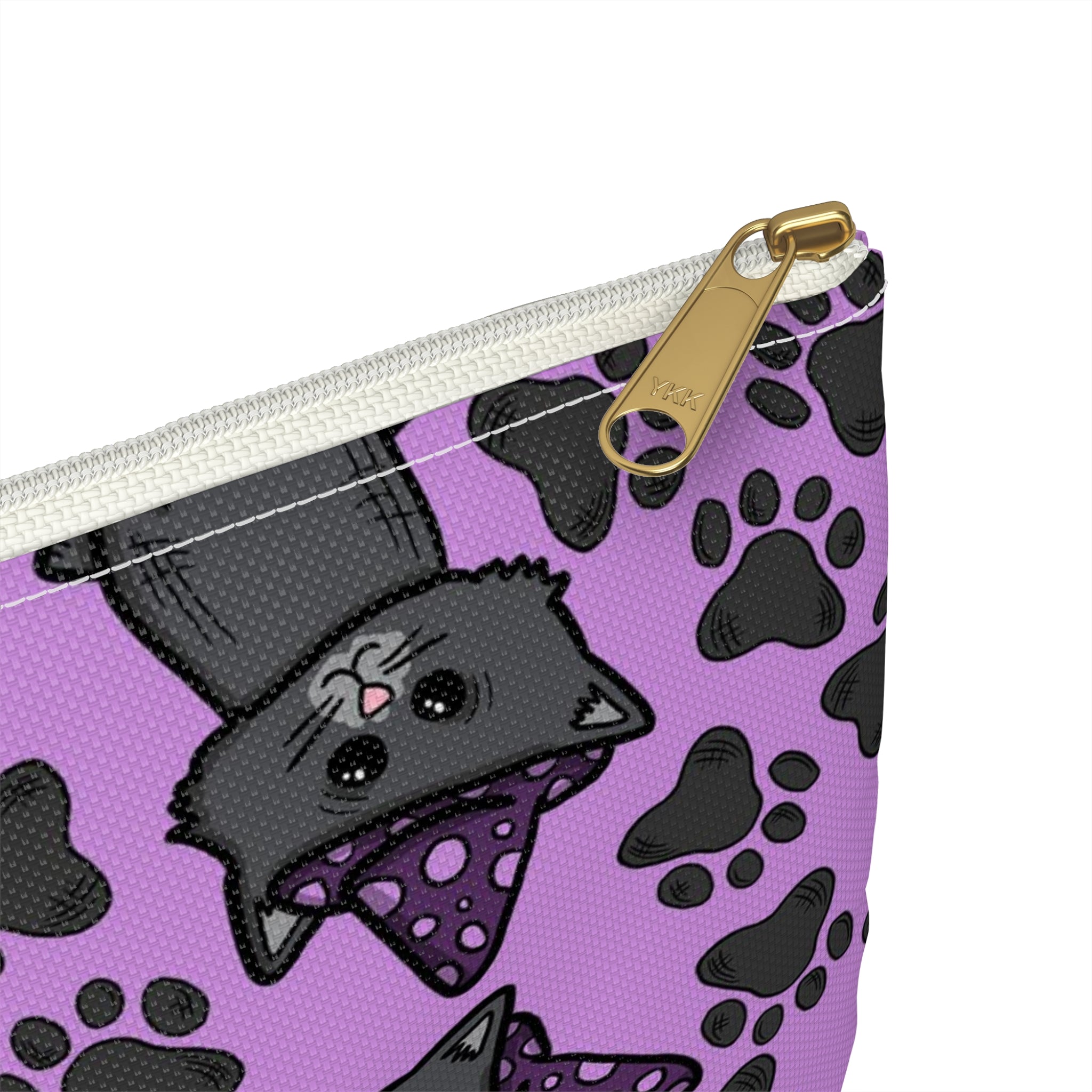 Witchy Kitties Purple Halloween Print Polyester Accessory Pouch Travel Bag