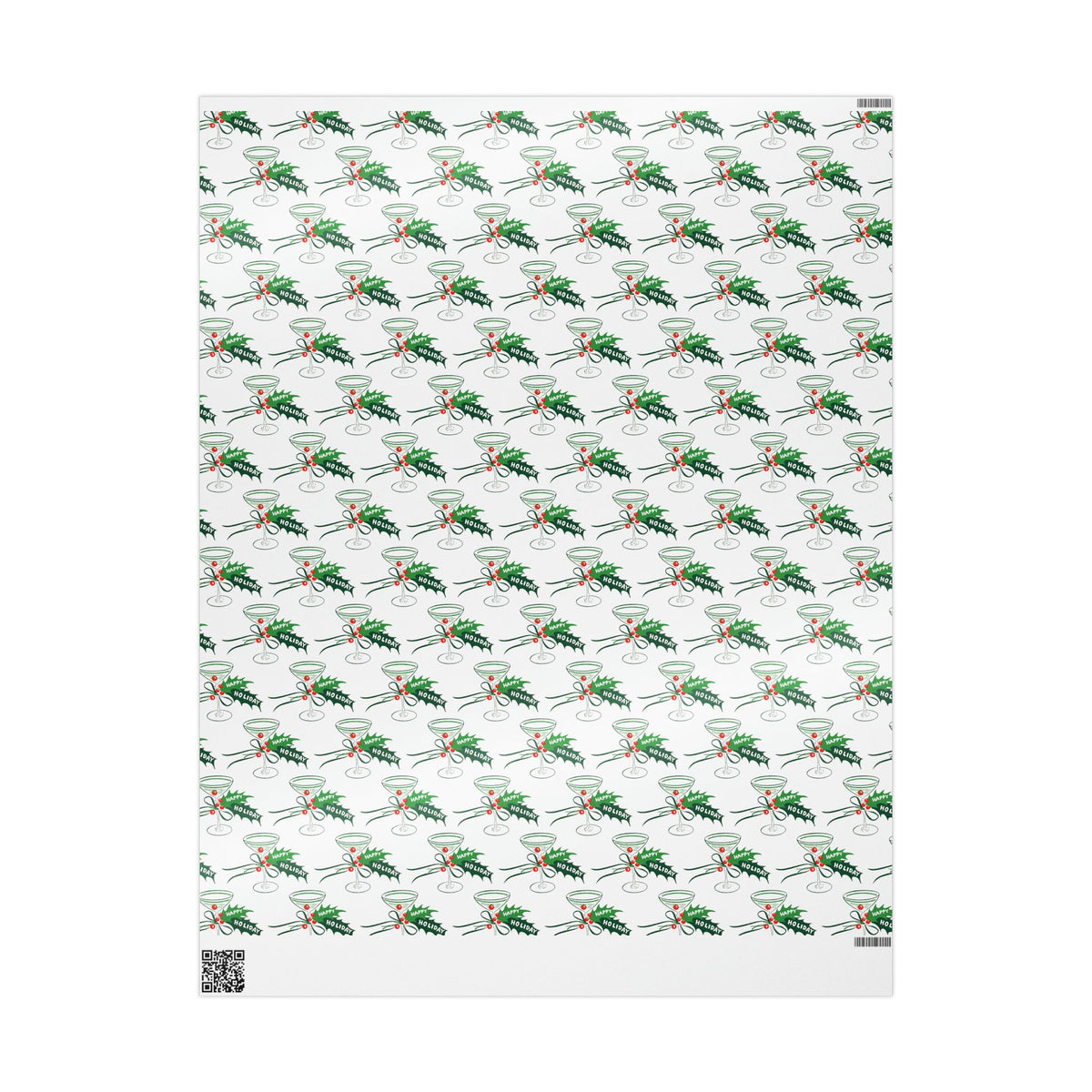 Happy Holidays Champagne Cocktails Mid Century Retro Christmas Print Holiday Gift Wrap Paper - Glossy Or Matte