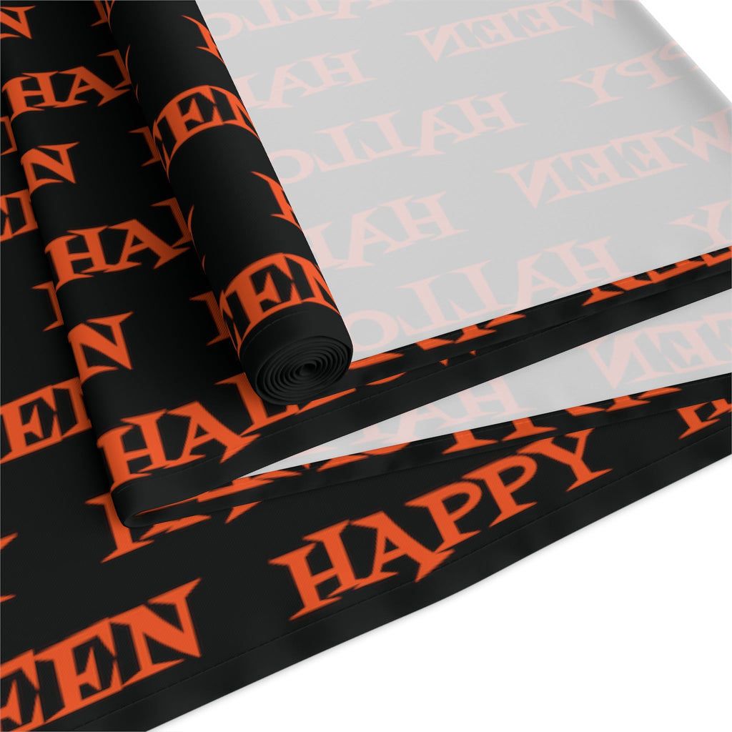 Happy Halloween Atomic Mid Century Retro Style Fall Autumn Halloween Decor Cotton Poly Table Runner