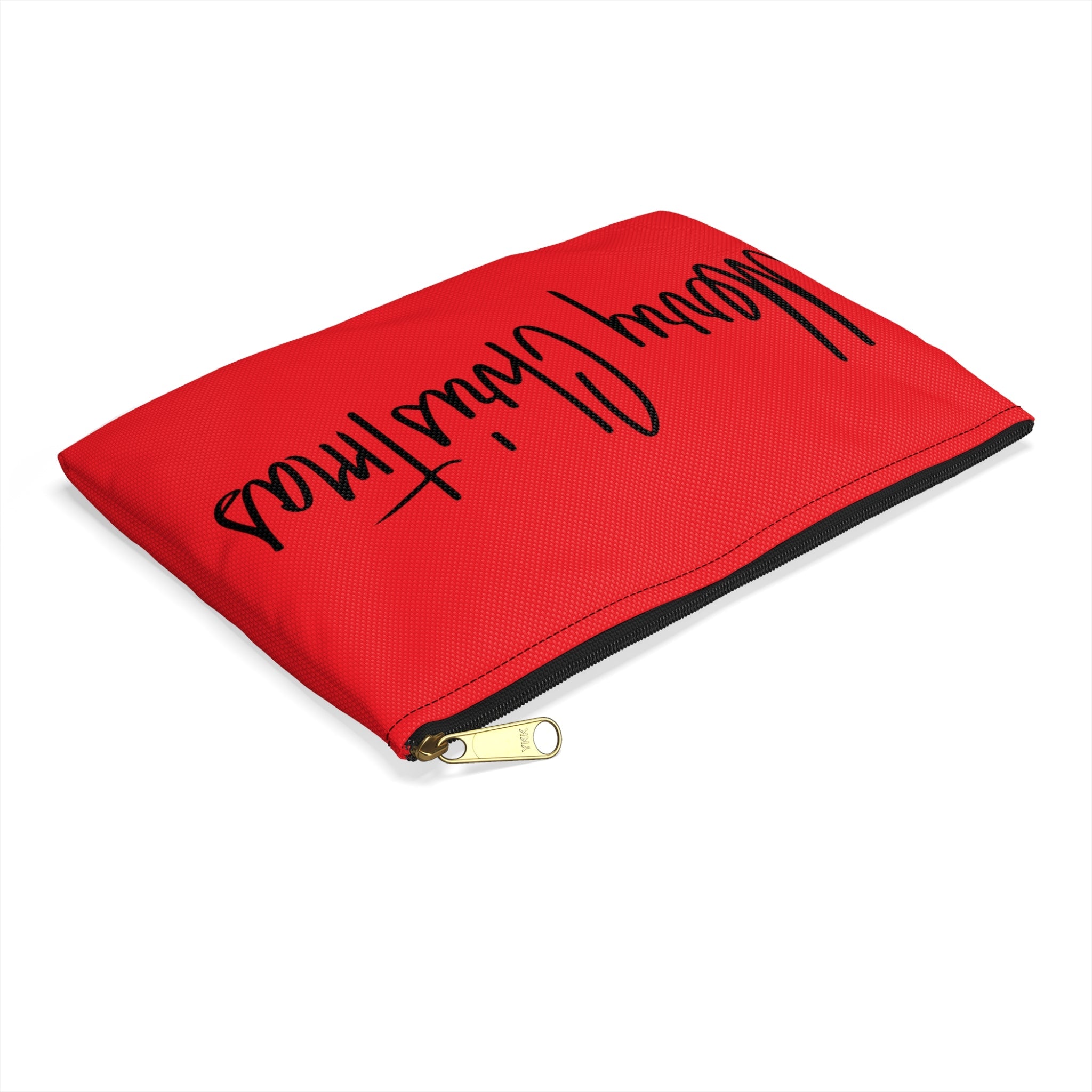 Merry Christmas Red Mid Century Retro Christmas Print Polyester Accessory Travel Pouch