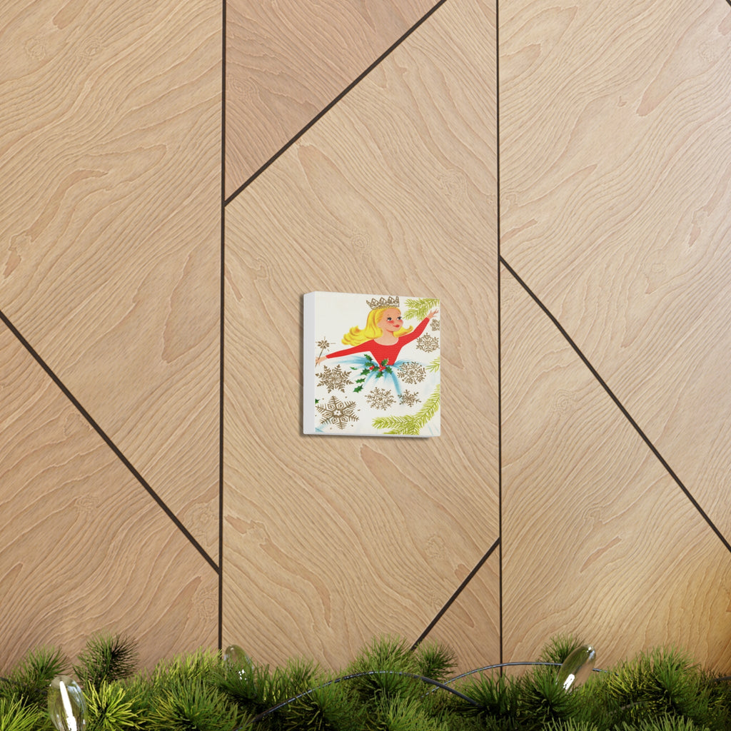 Christmas Fairy 50s Mid Century Retro Christmas Print Canvas Gallery Wrap