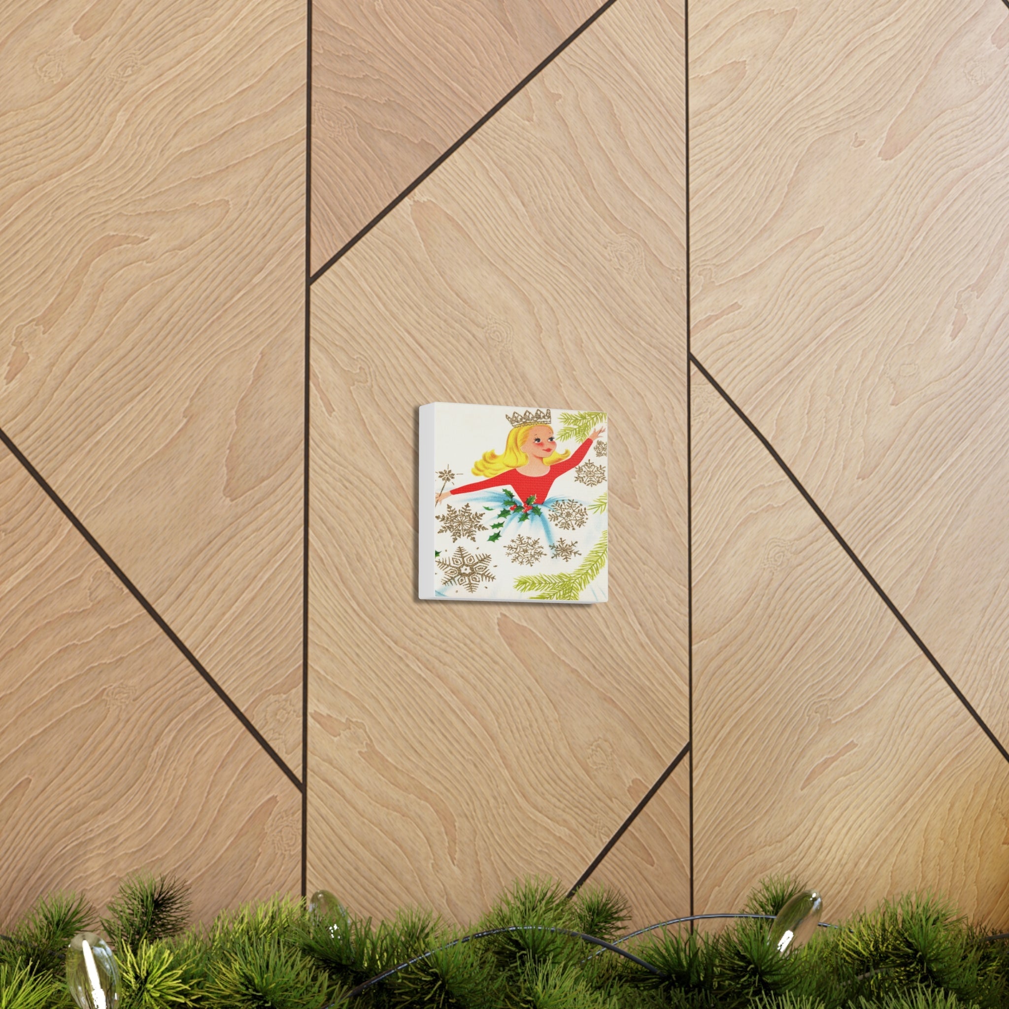 Christmas Fairy 50s Mid Century Retro Christmas Print Canvas Gallery Wrap