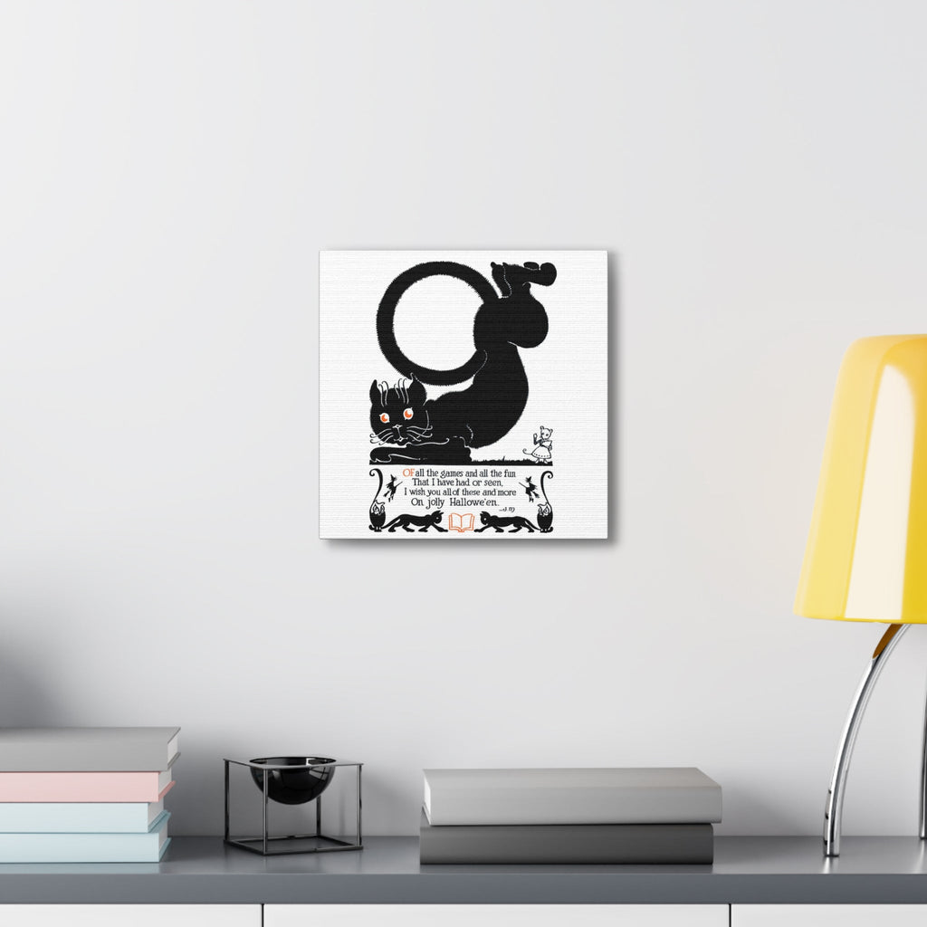Black Cat Vintage Poem Retro Halloween Print Canvas Gallery Wraps