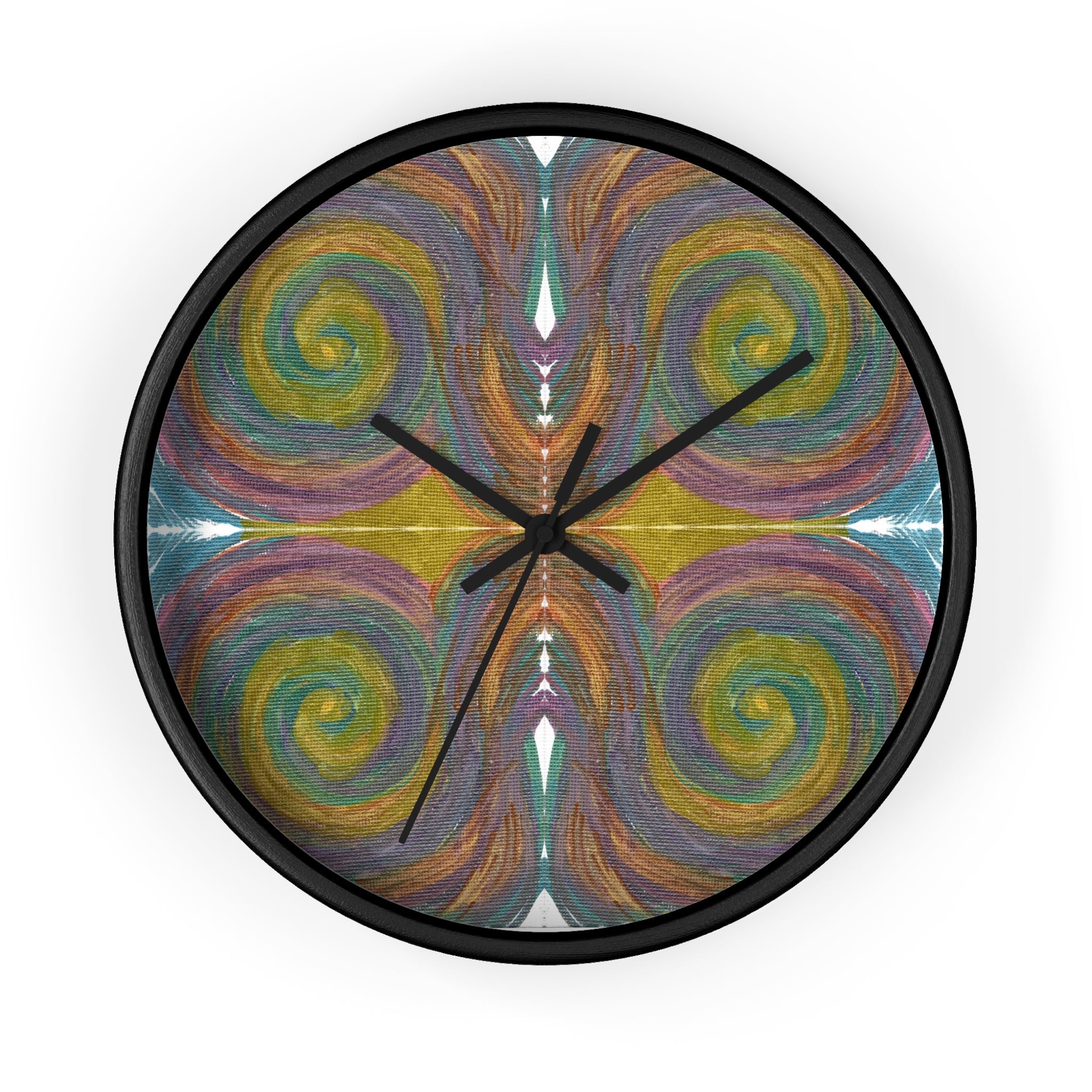 Solar Spirals Caden Caraco Silent Black Wooden Wall Clock