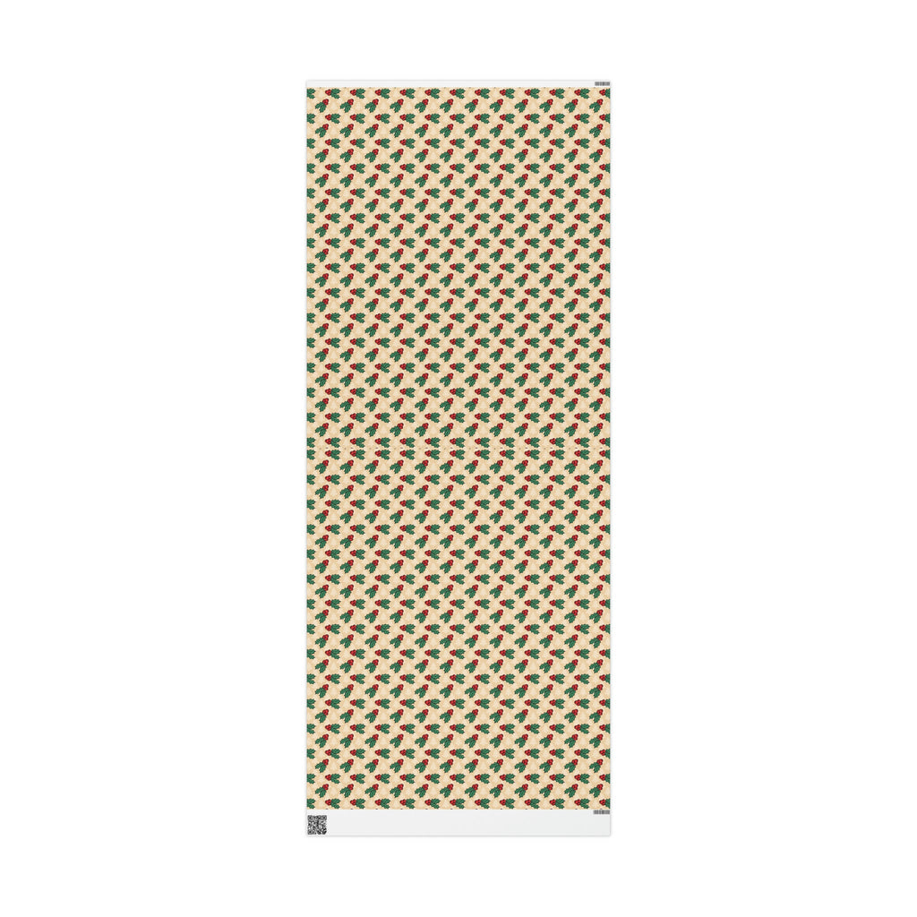 Cute Christmas Holly Trees Winter Christmas Print Holiday Gift Wrap Paper - Glossy Or Matte