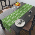 Merry Christmas Starburst Atomic Mid Century Retro Style Christmas Decor Green Cotton Poly Table Runner