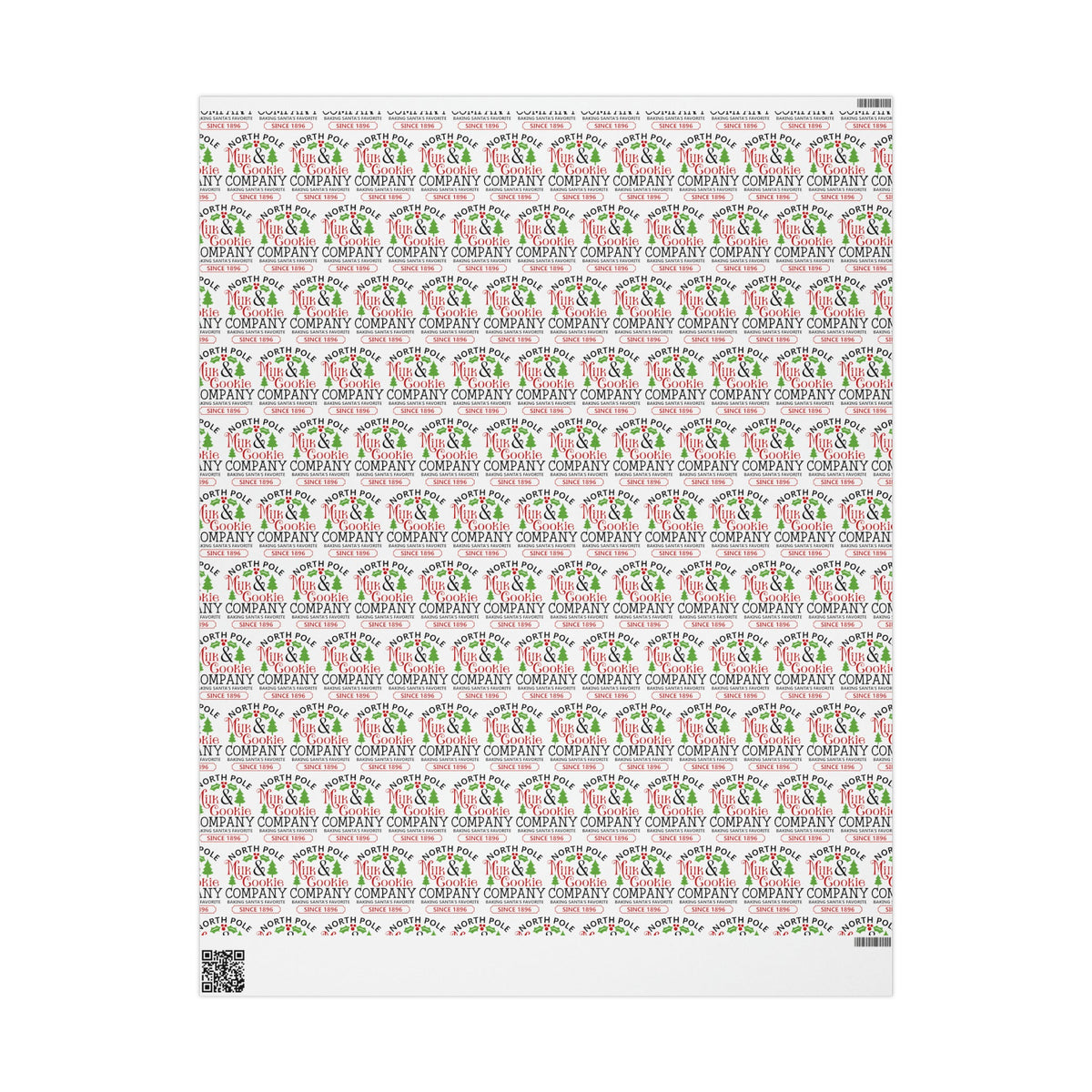 North Pole Milk And Cookie Company Christmas Print Holiday Gift Wrap Paper - Glossy Or Matte