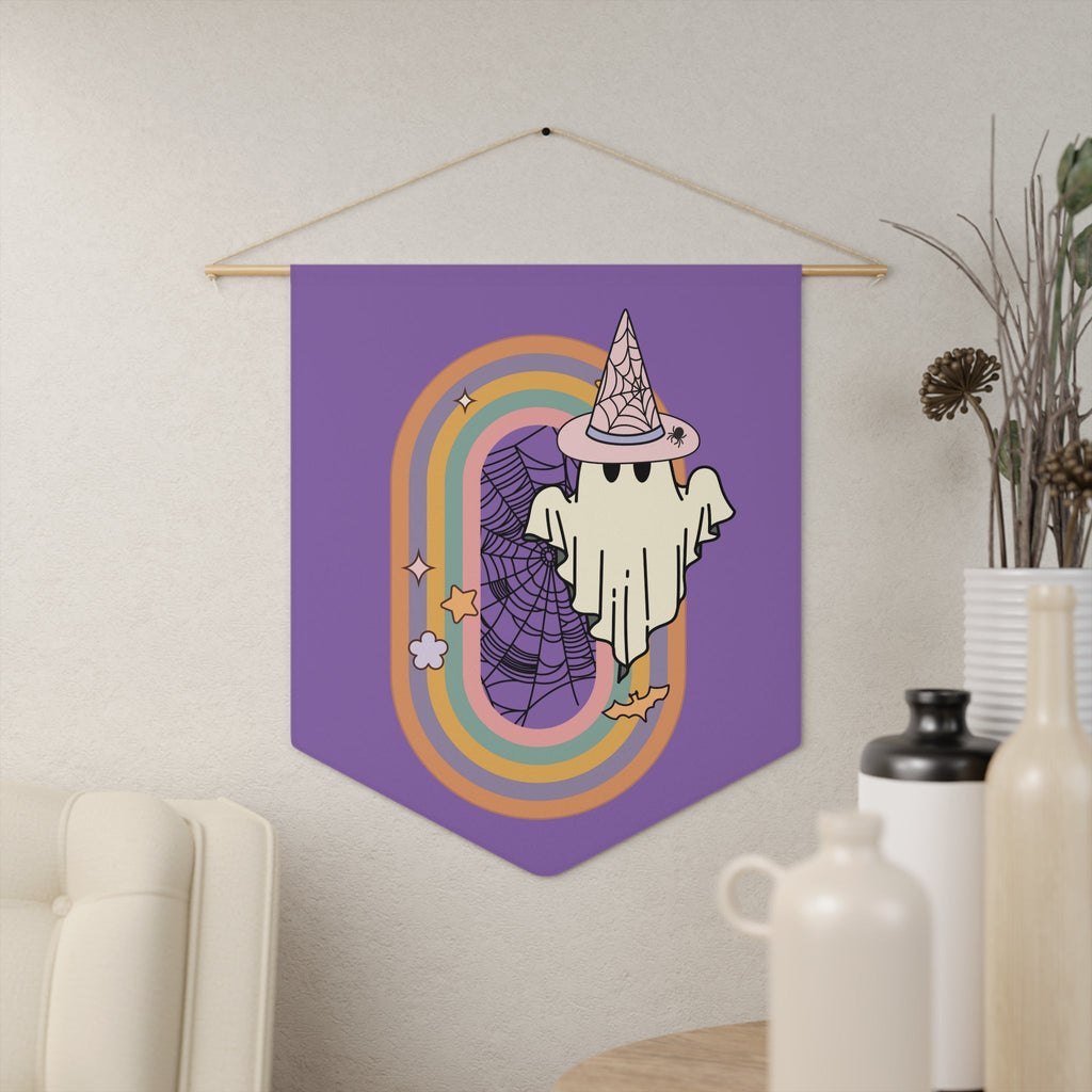 Witch Ghost Retro Boho Halloween Wall Hanging Banner Flag