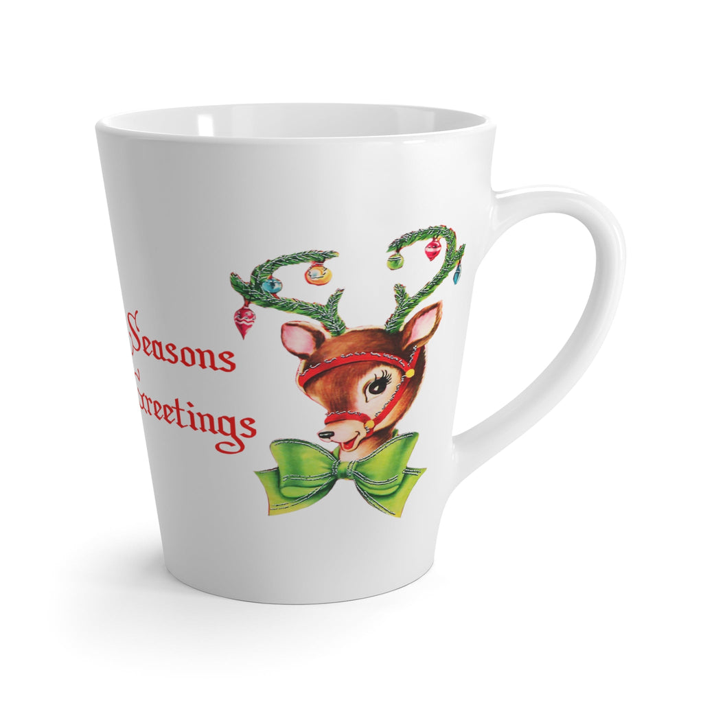 Reindeer Season's Greetings Mid Century Retro Print Latte Mug