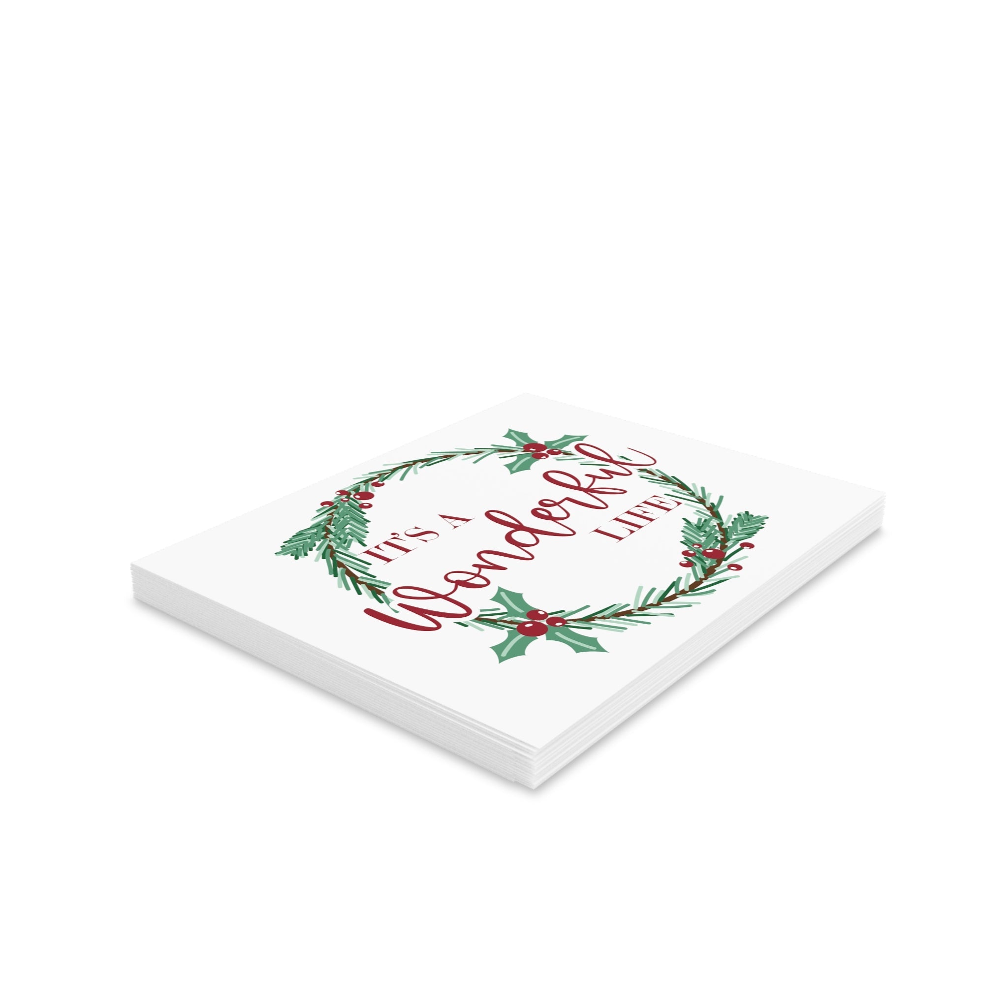 It's A Wonderful Life Christmas Wreath Matte Greeting Cards (8, 16, and 24 pcs)