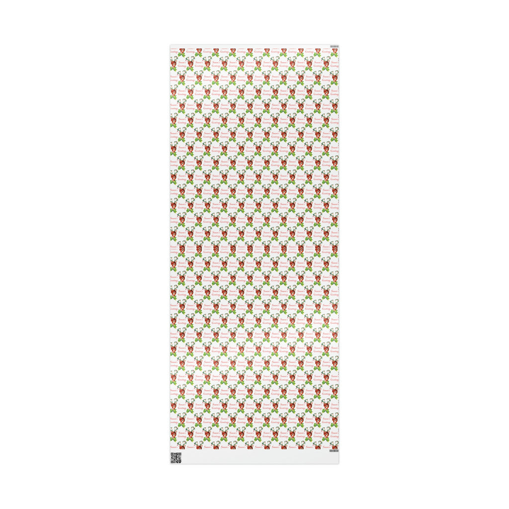Season's Greetings Reindeer Mid Century Retro Christmas Print Holiday Gift Wrap Paper - Glossy Or Matte