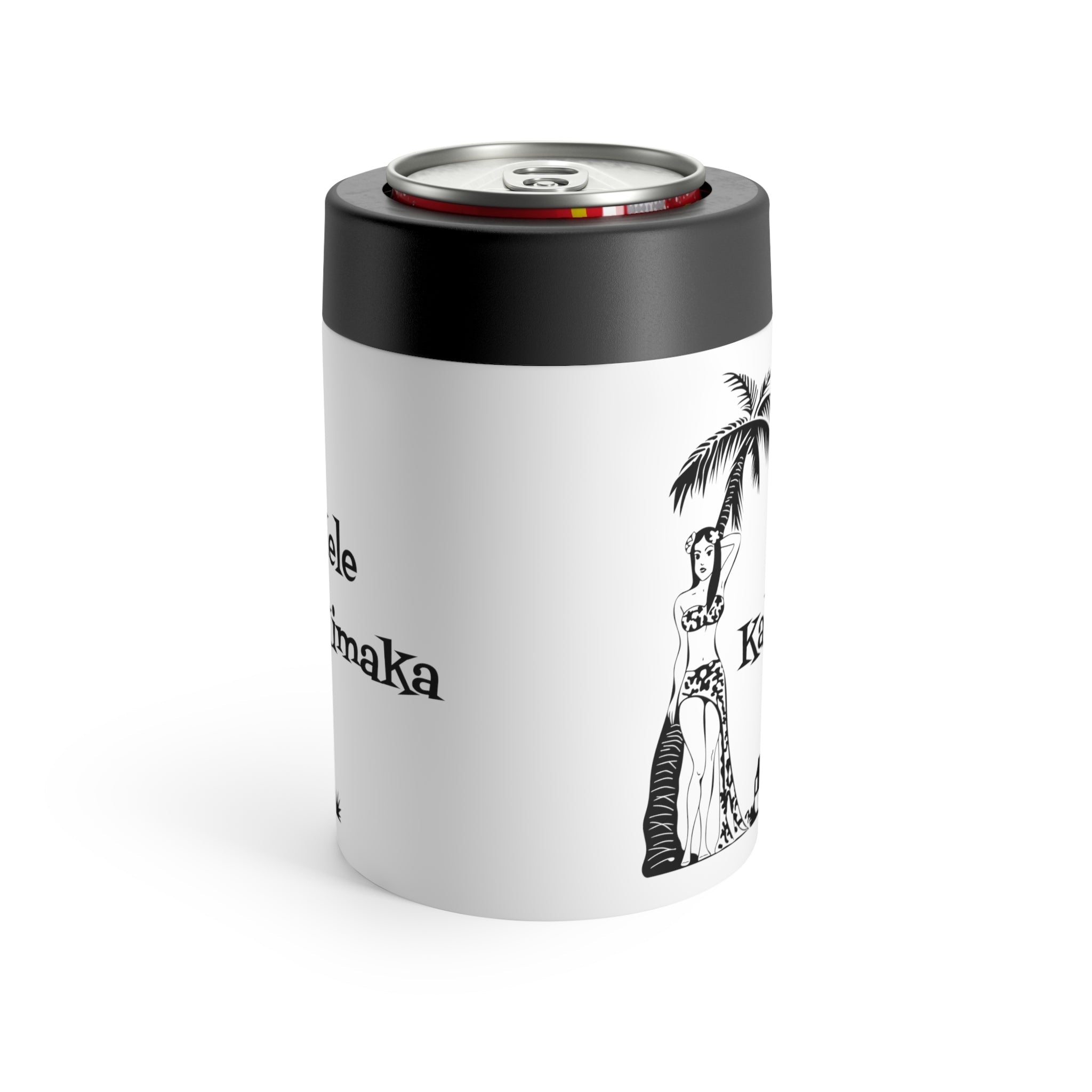 Mele Kalikimaka Hawaiian Girl Atomic Mid Century Retro Christmas Stainless Steel Can Holder