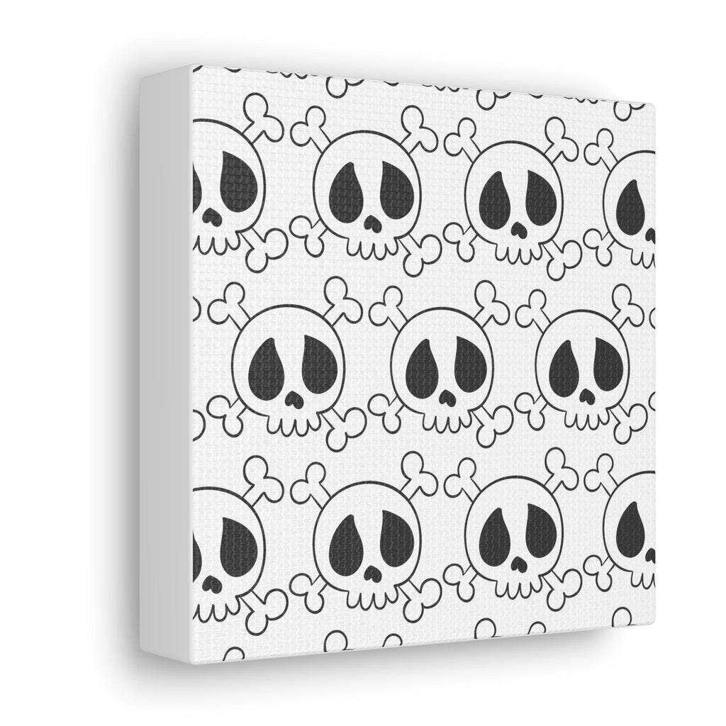 Cute Skulls Halloween Black And White Print Canvas Gallery Wrap