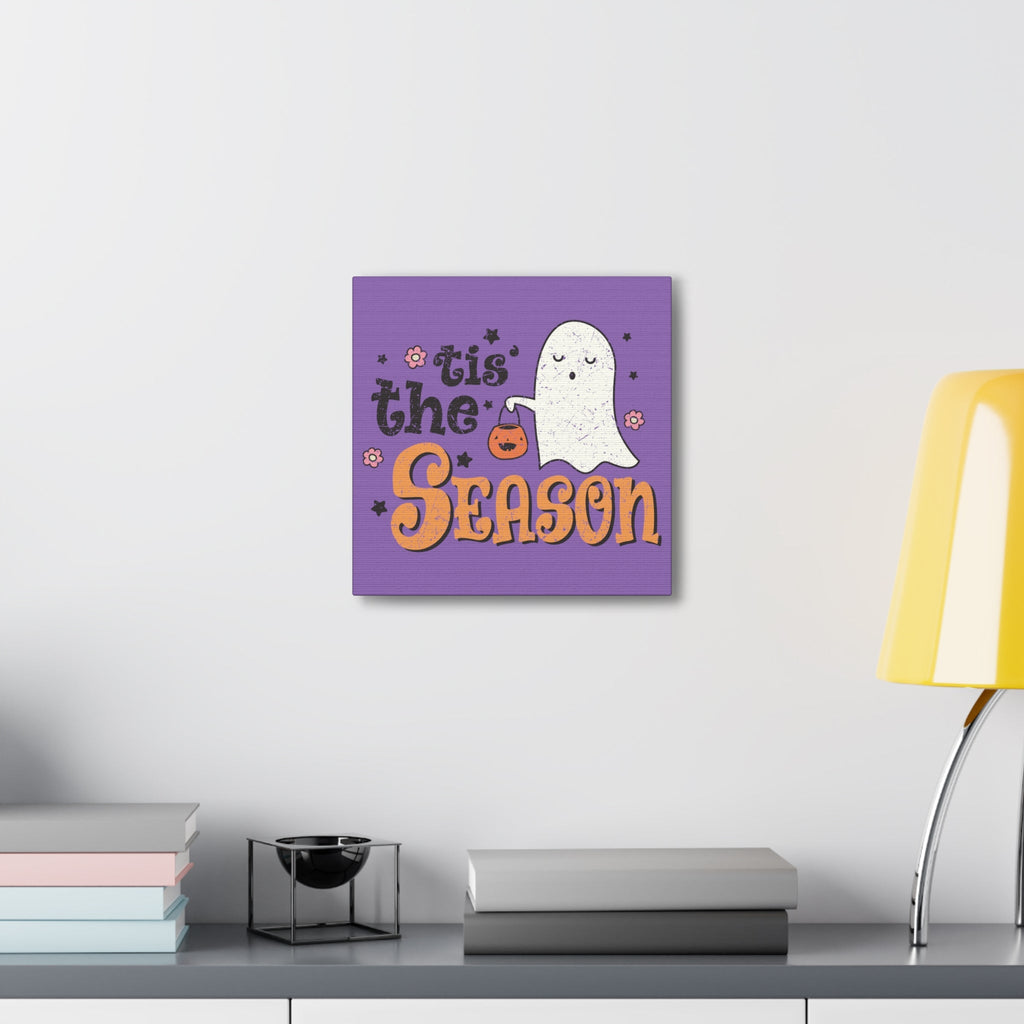 Tis The Season Trick Or Treat Ghost Distressed Halloween Print Canvas Gallery Wrap